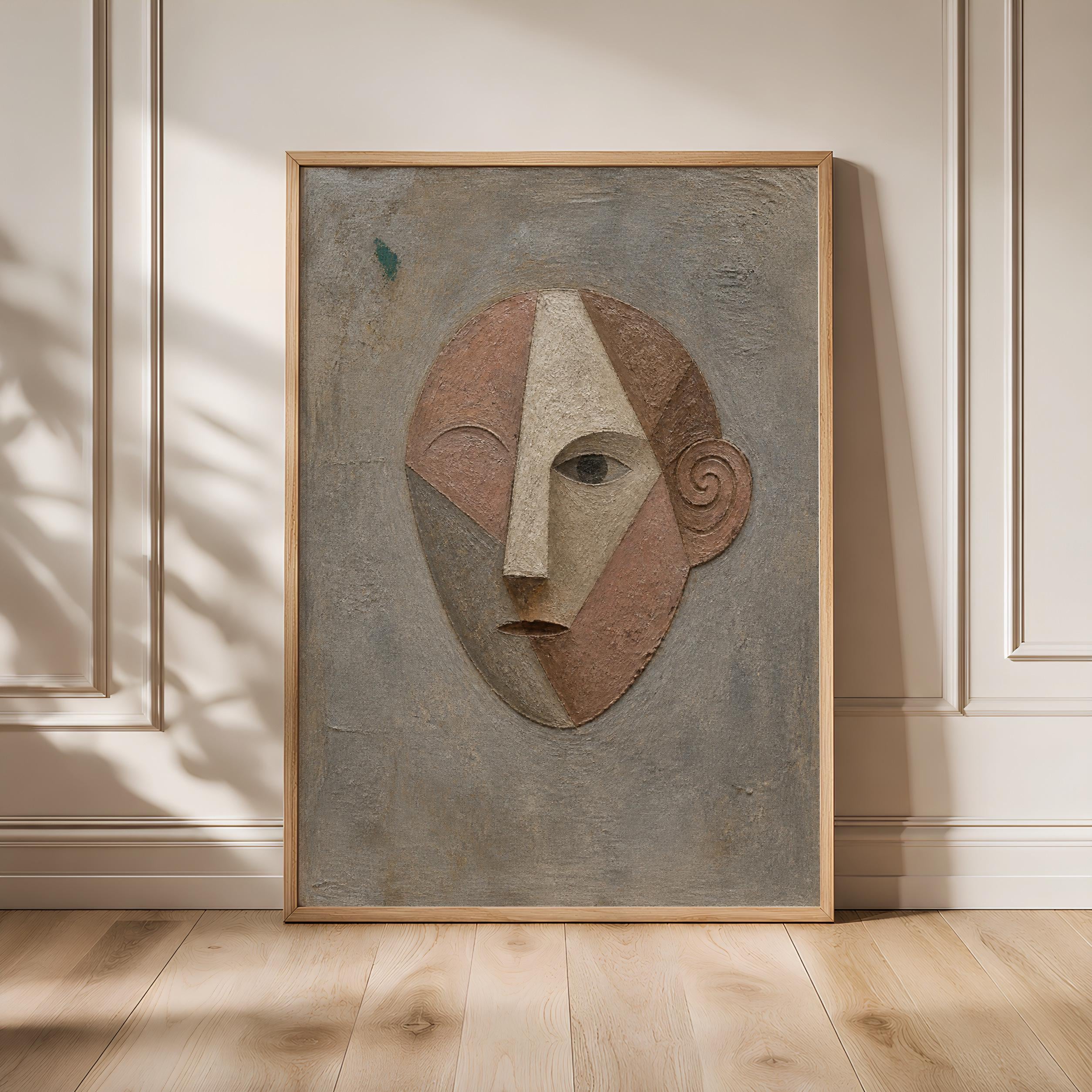 Abstract Portrait Wall Art, Rose Umber Modernist Face Print – Calm Wall Art by Artsify - Image 1