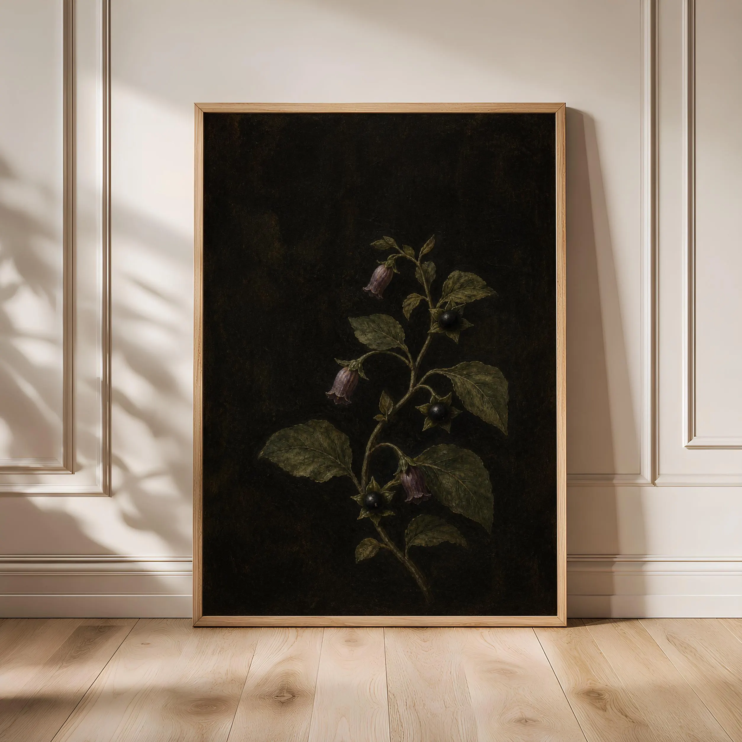 Belladonna Botanical Print, Black Dark Academia Wall Art, Moody Poison Garden Poster, Housewarming Gift – Calm Wall Art by Artsify - Image 1