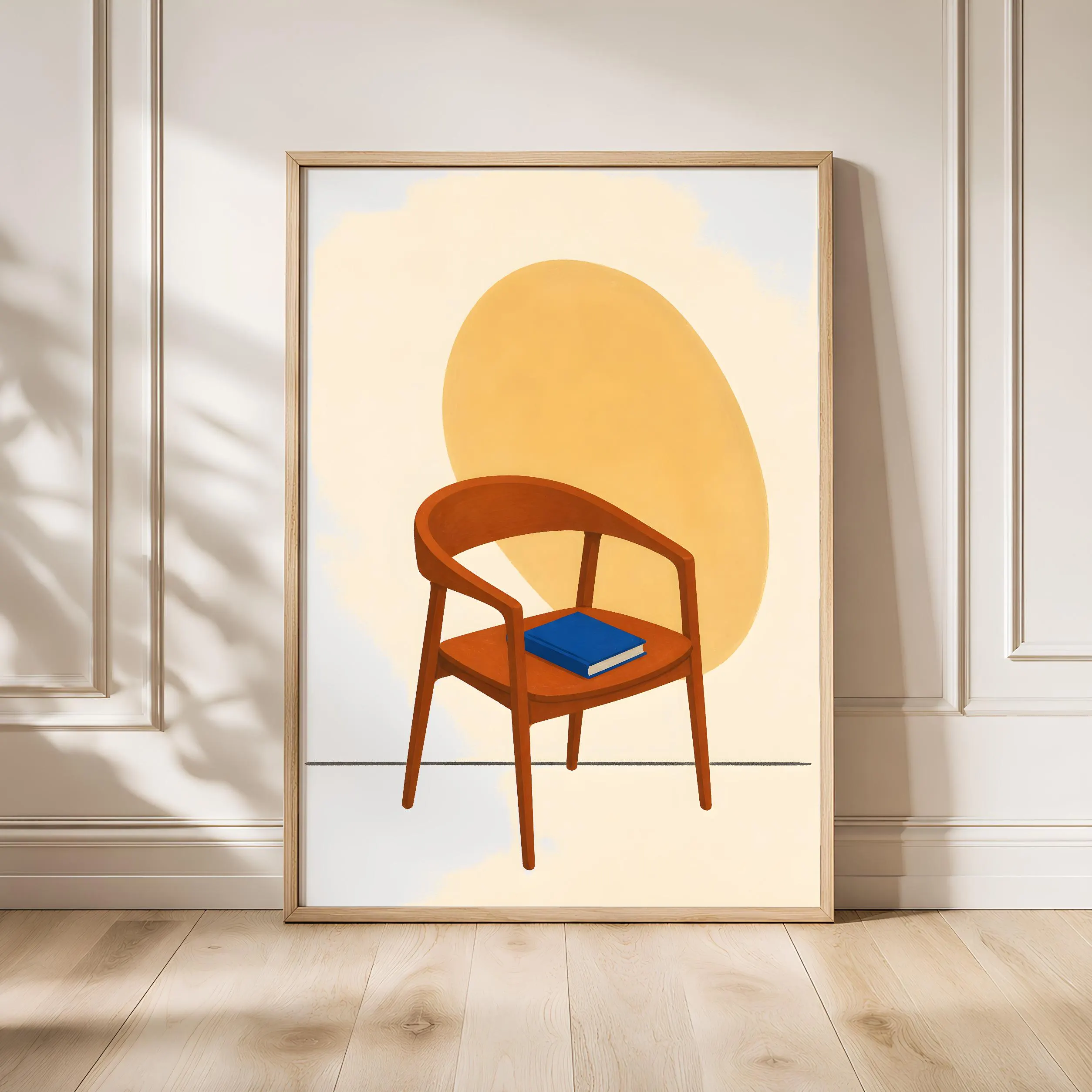 Mid Century Chair Print, Minimalist Reading Wall Art, Book Lover Poster, Cozy Living Room Decor, Housewarming Gift – Calm Wall Art by Artsify - Image 1
