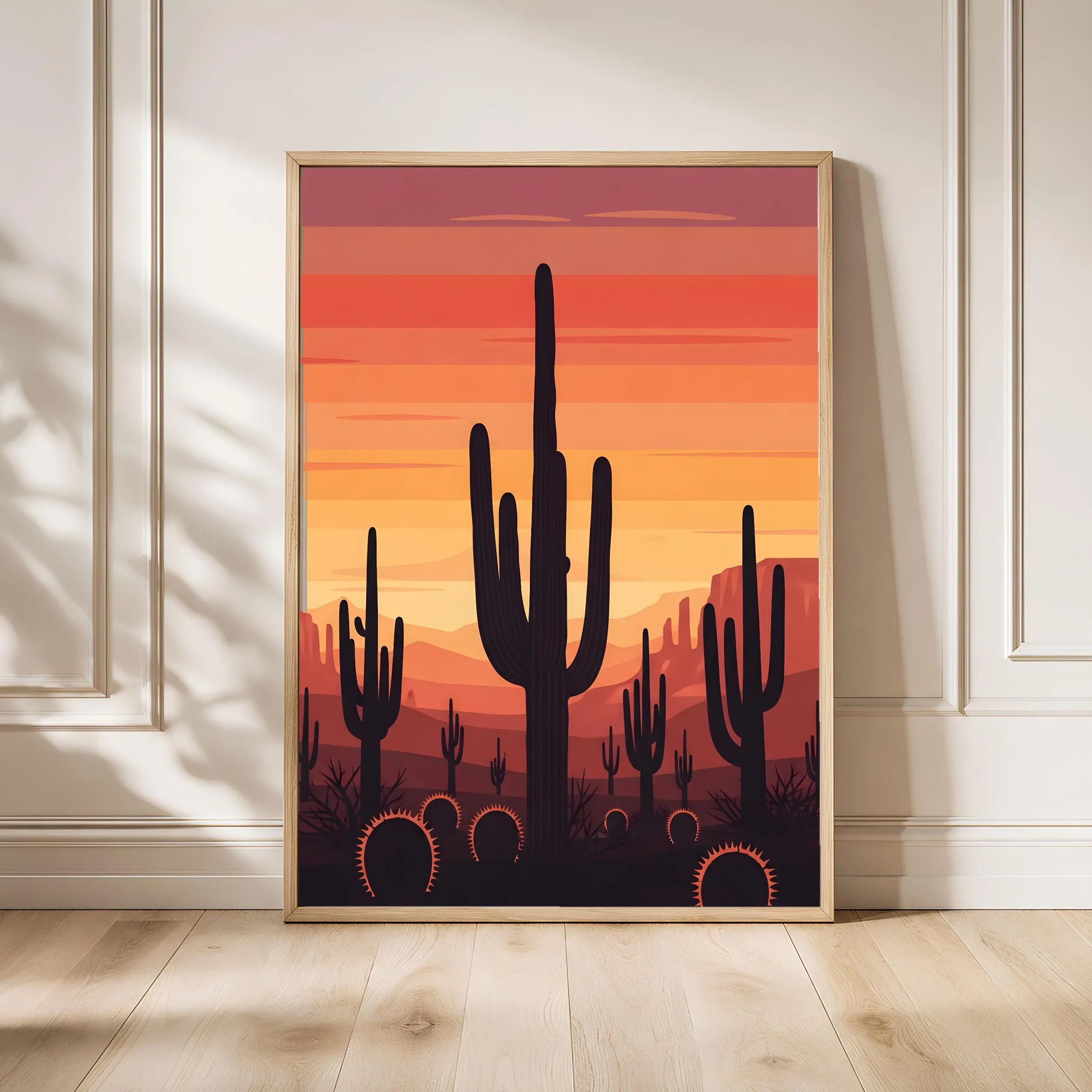 Saguaro Sunset Print, Southwestern Desert Poster, Minimalist Cactus Wall Art, Boho Living Room Decor, Housewarming Gift – Calm Wall Art by Artsify - Image 1