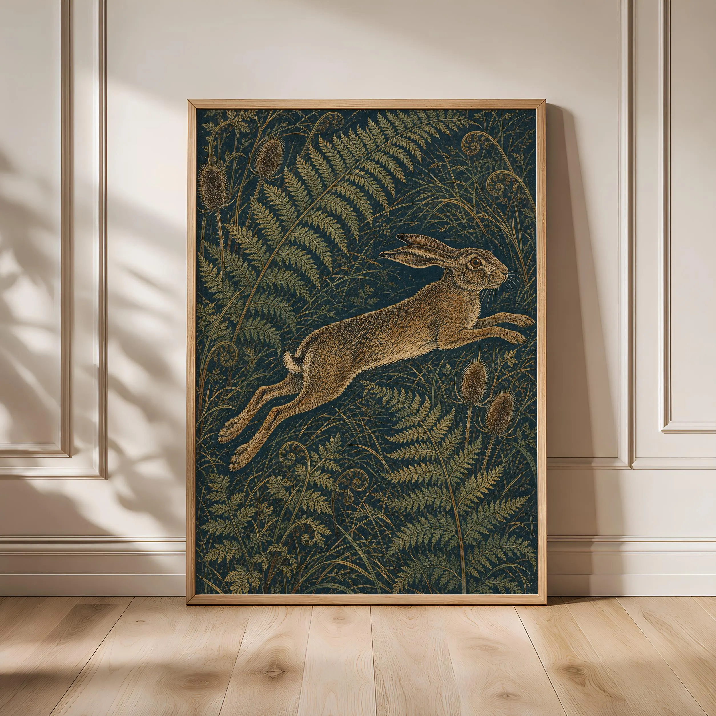 William Morris Hare Print, Leaping Rabbit Wall Art, Arts and Crafts Woodland Poster, Cottagecore Wildlife Decor, Housewarming Gift – Calm Wall Art by Artsify - Image 1