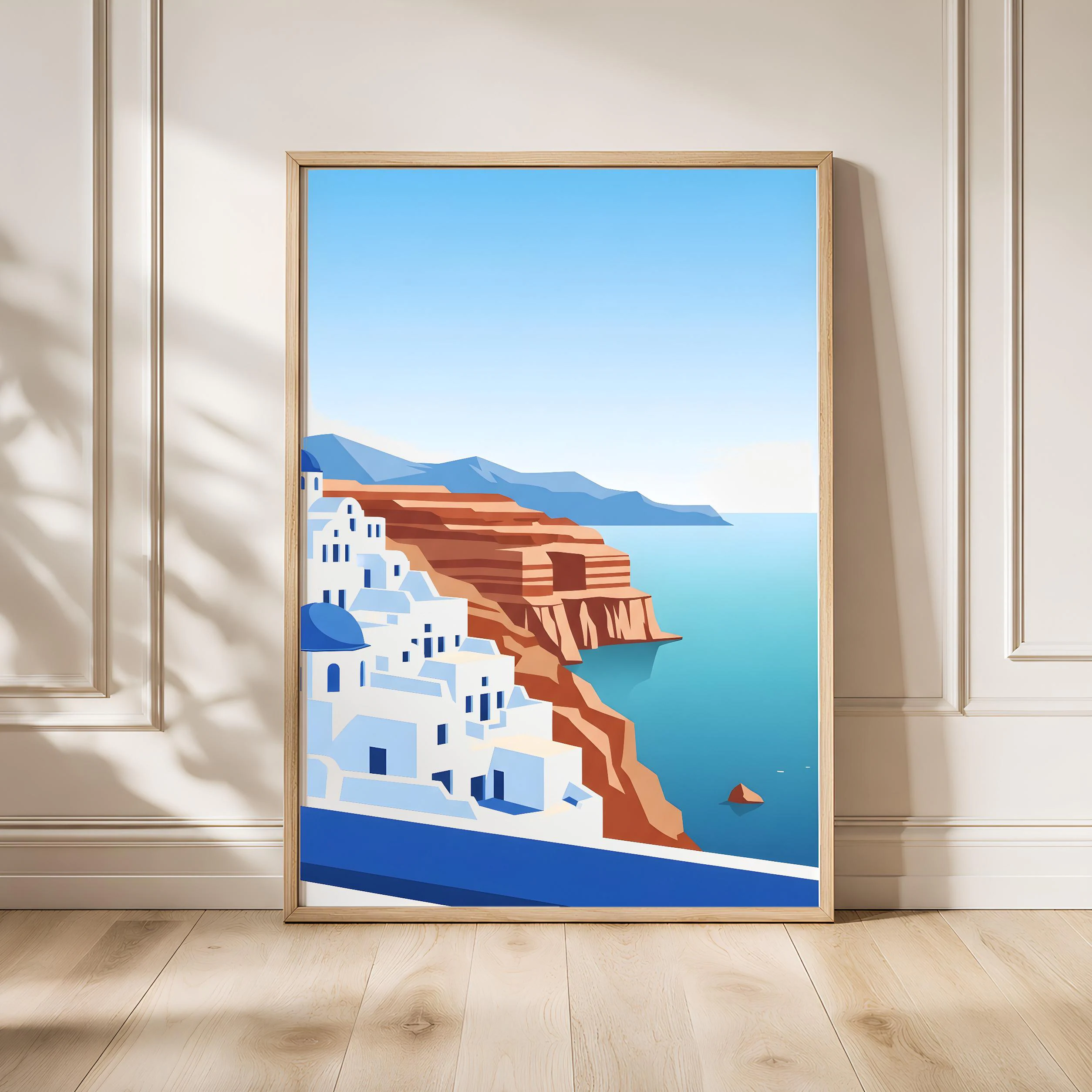 Mediterranean Coastline Print, Coastal Cliff Poster, Minimalist Travel Wall Art, Living Room Decor, Housewarming Gift – Calm Wall Art by Artsify - Image 1