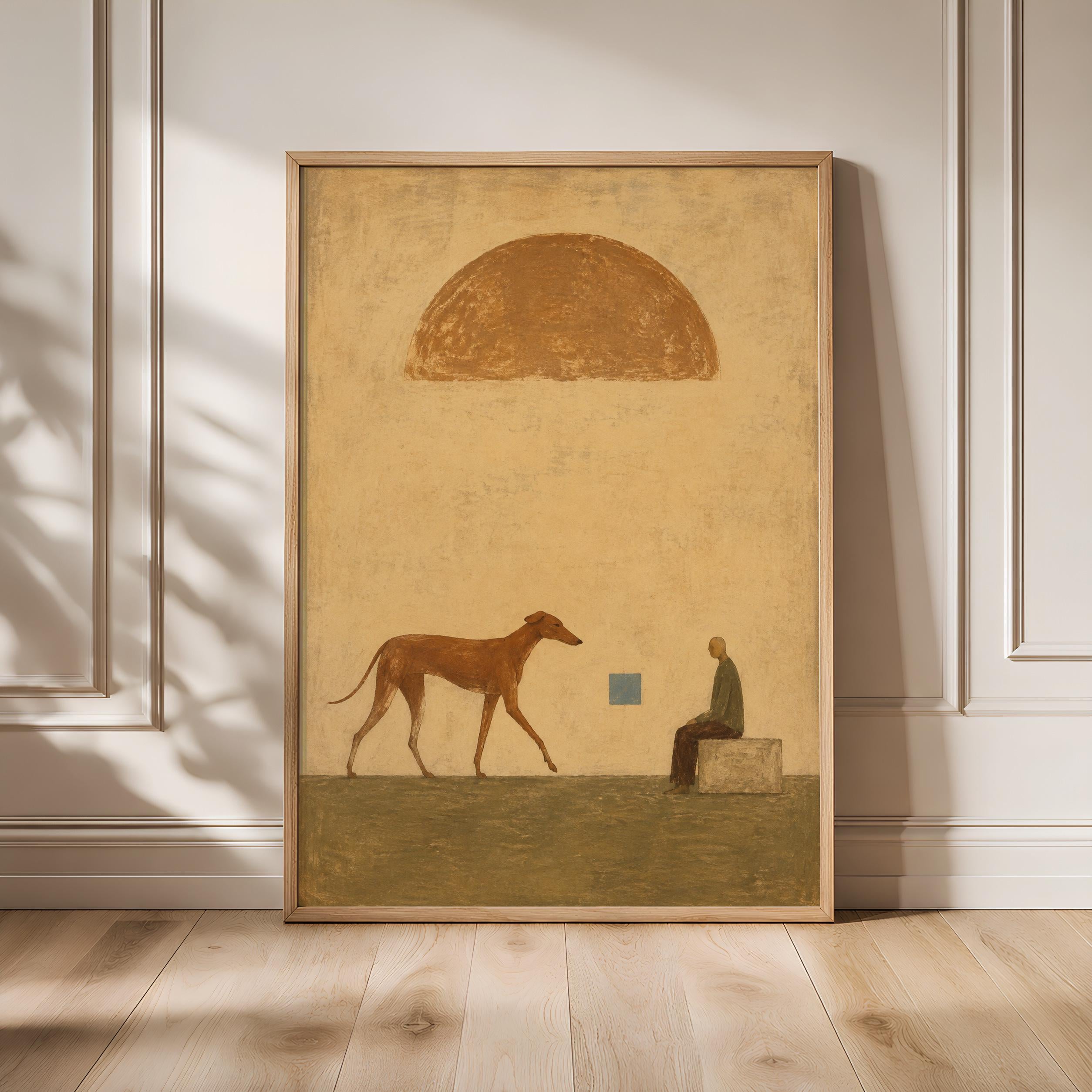 Long Dog Wall Art, Naive Folk Painting – Calm Wall Art by Artsify - Image 1