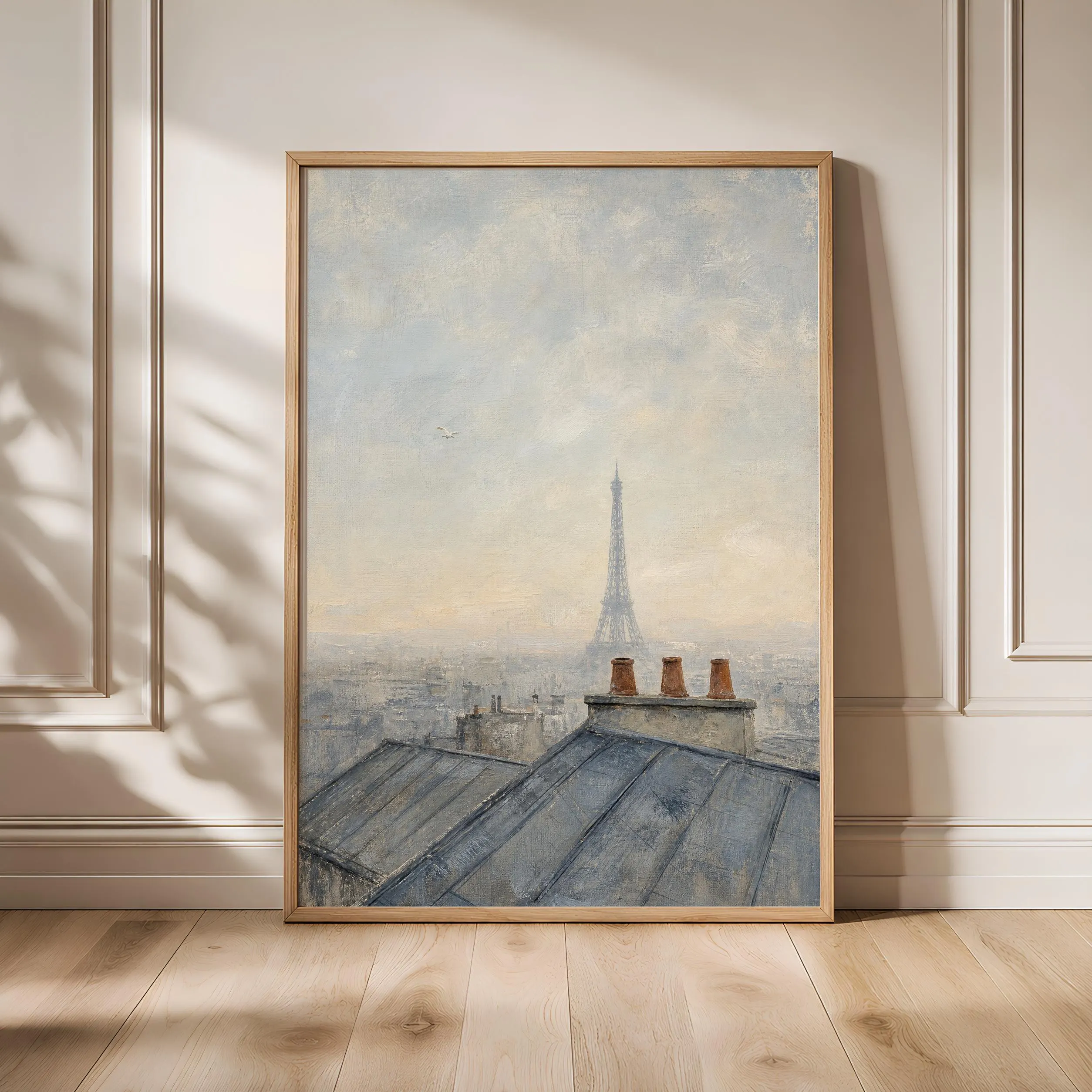 Paris Rooftop Painting Print, Eiffel Tower Wall Art, Vintage Cityscape Poster, French Wall Decor, Housewarming Gift – Calm Wall Art by Artsify - Image 1