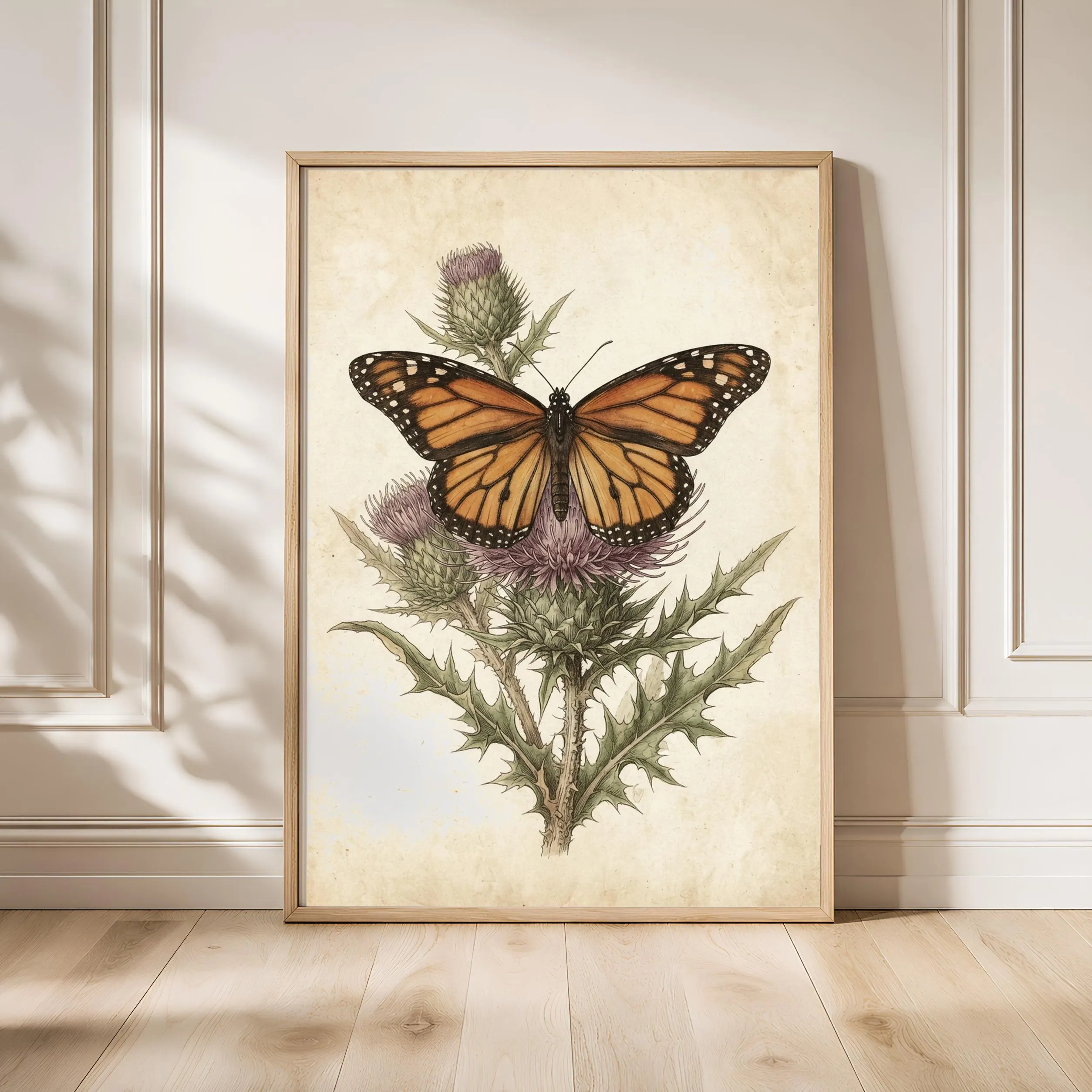 Monarch Butterfly Print, Vintage Botanical Poster, Orange Wall Art, Cottagecore Decor, Housewarming Gift – Calm Wall Art by Artsify - Image 1
