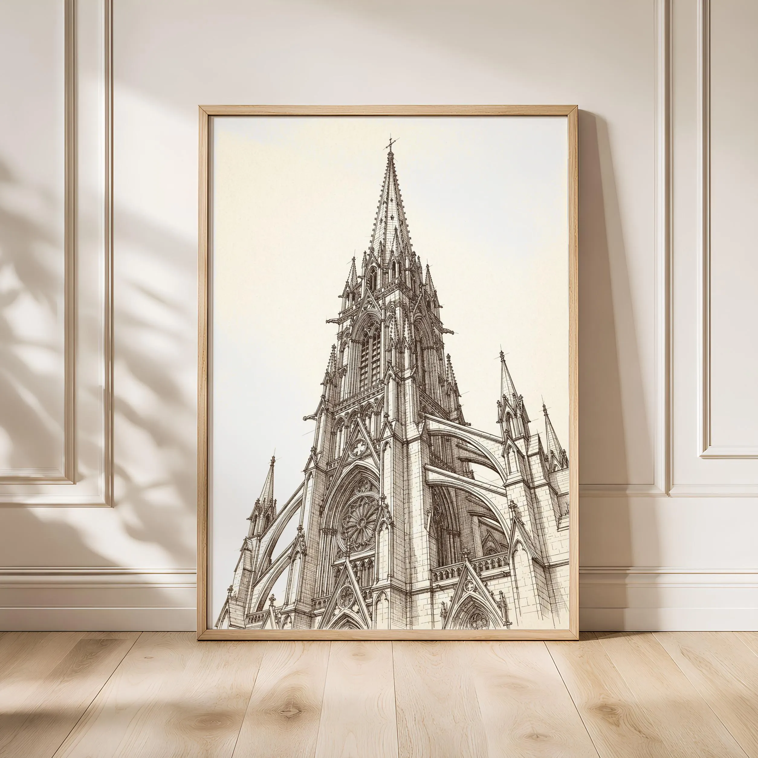 Cathedral Spire Line Art Print, Architectural Ink Sketch, Gothic Poster, Office Decor, Housewarming Gift – Calm Wall Art by Artsify - Image 1