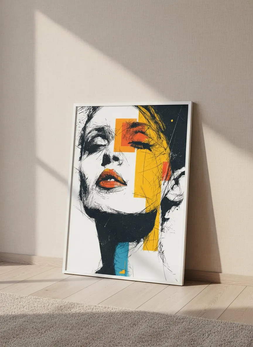 Abstract Face Art Print, Modern Geometric Portrait, Minimalist Home Decor – Calm Wall Art by Artsify - Image 1