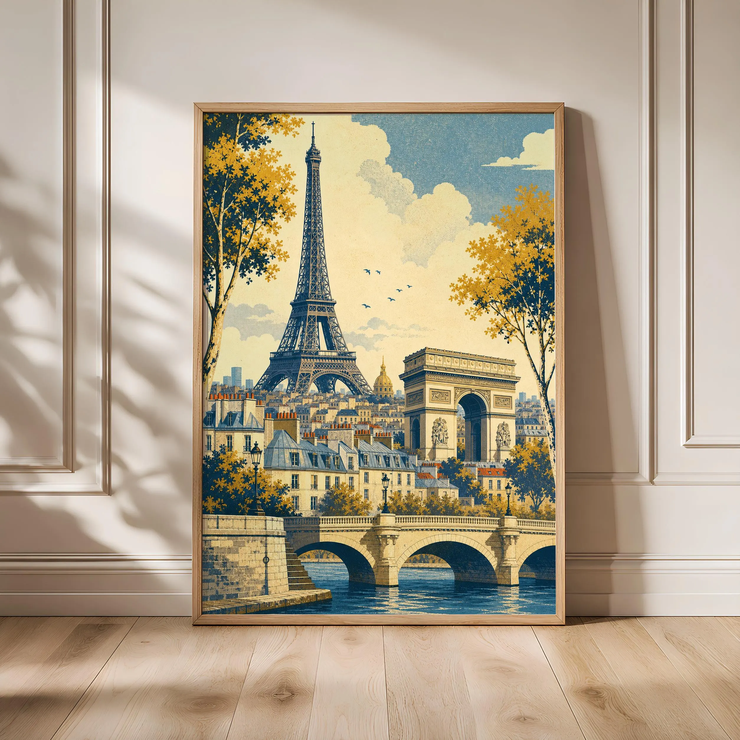 Paris Skyline Painting Print, Eiffel Tower Wall Art, Vintage Cityscape Poster, French Travel Decor, Housewarming Gift – Calm Wall Art by Artsify - Image 1