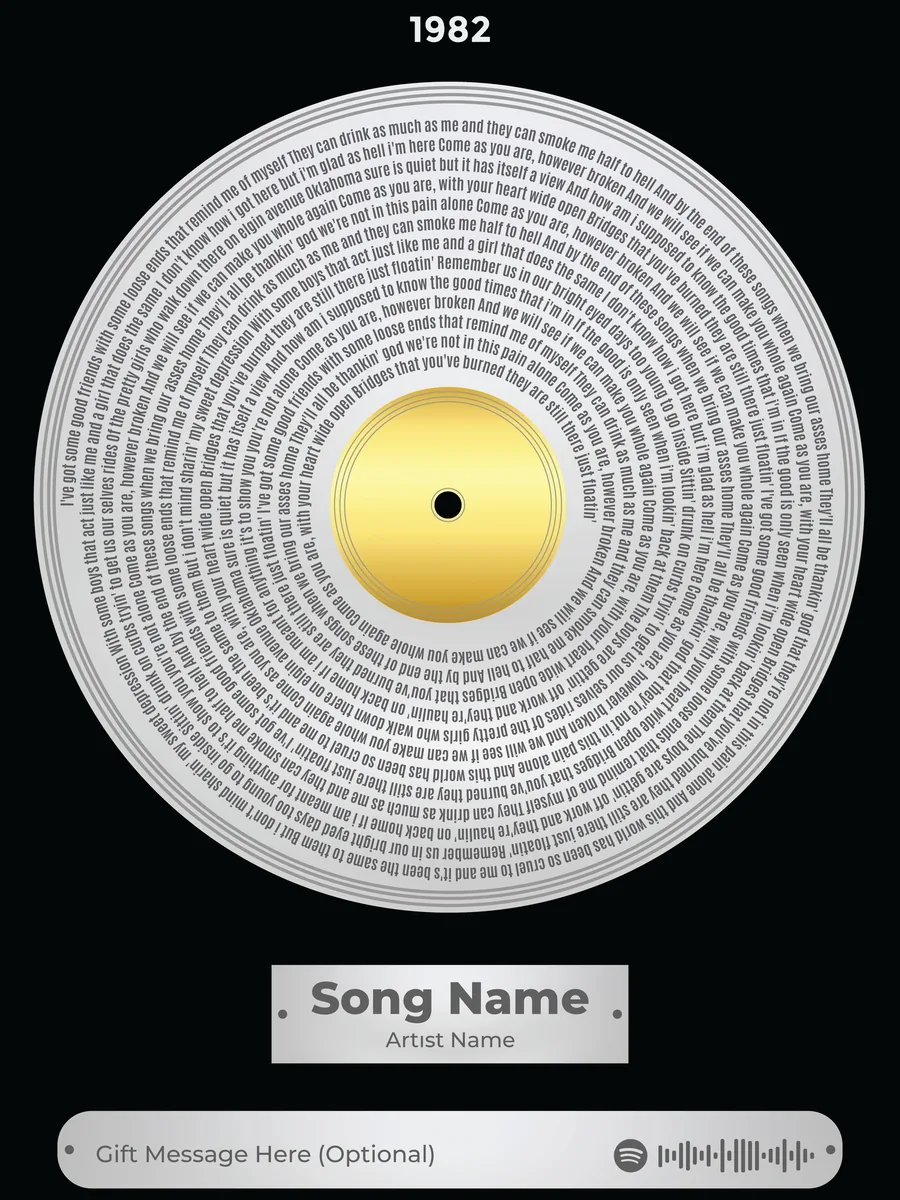 Custom Vinyl Record Song Lyrics Print, Personalized Music Gift, Modern Home - Office Decor – Calm Wall Art by Artsify