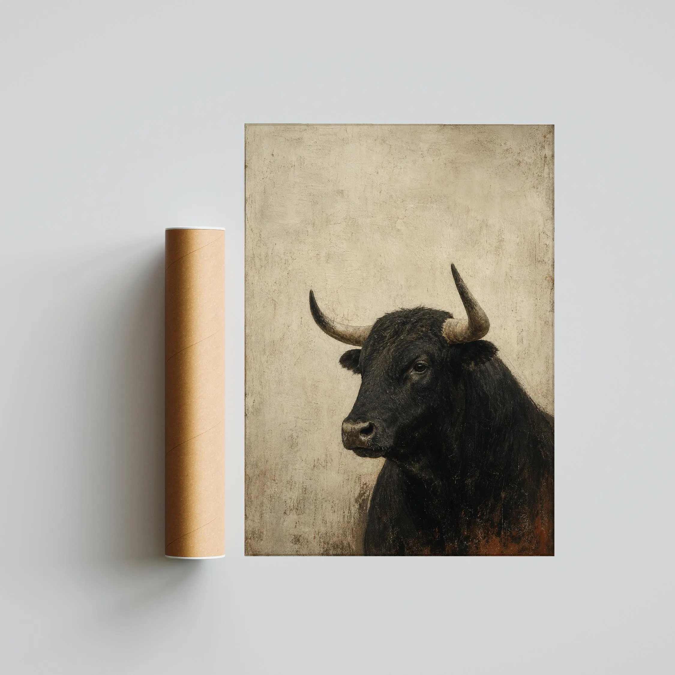Iberian Bull Painting Print, Spanish Wildlife Wall Art, Rustic Animal Poster, Vintage Farmhouse Decor, Housewarming Gift – Calm Wall Art by Artsify thumbnail 5