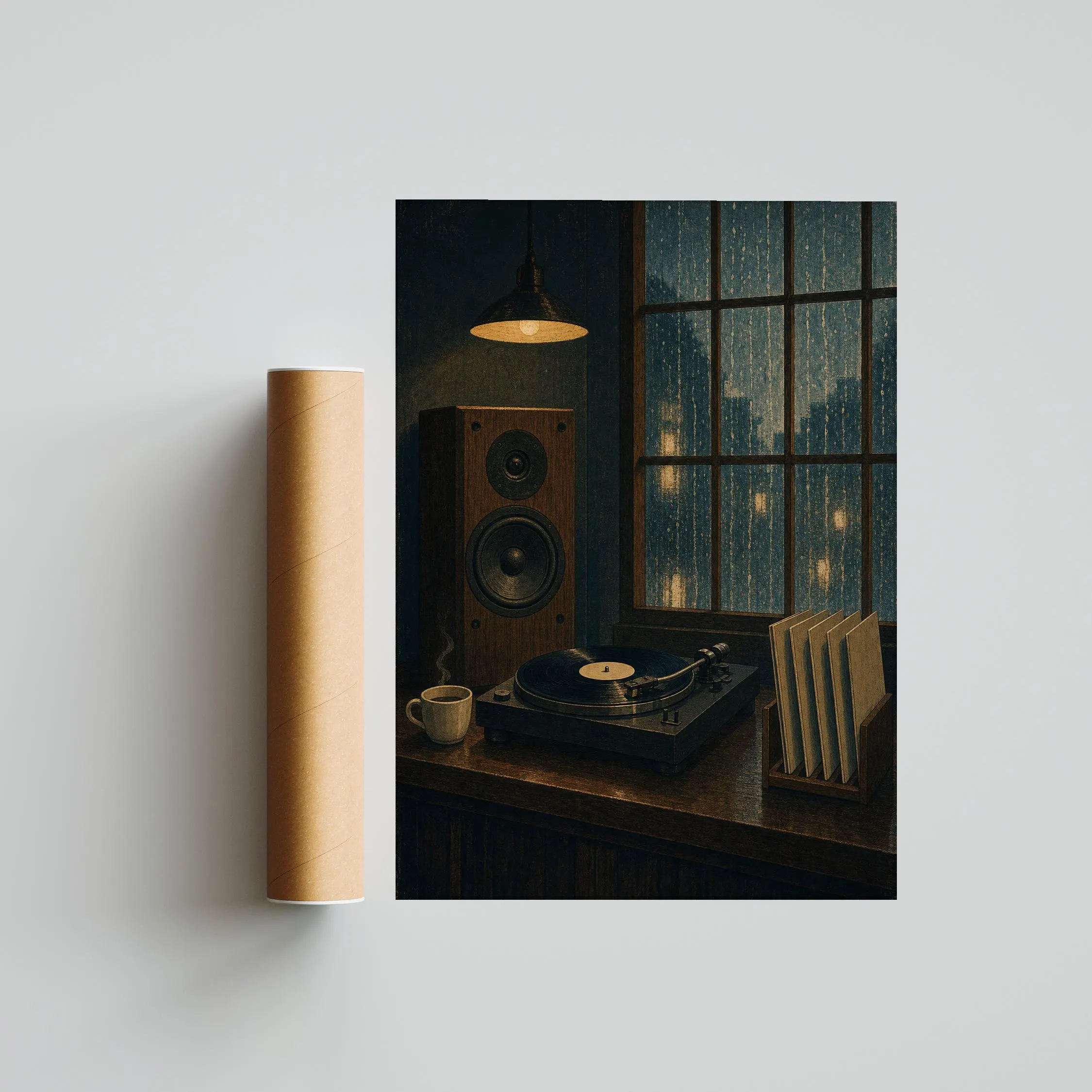 Japanese Jazz Kissa Print, Vintage Listening Room Wall Art, Rainy Cafe Poster, Audiophile Music Decor, Housewarming Gift – Calm Wall Art by Artsify thumbnail 5