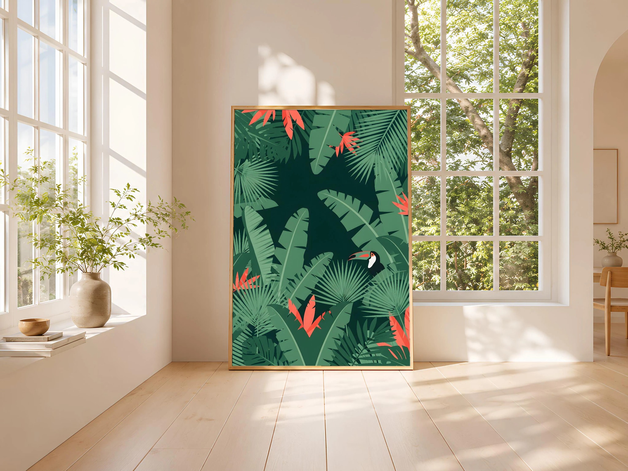 Tropical Jungle Print, Botanical Leaves Poster, Exotic Green Wall Art, Modern Tropical Home Decor, Housewarming Gift – Calm Wall Art by Artsify thumbnail 3