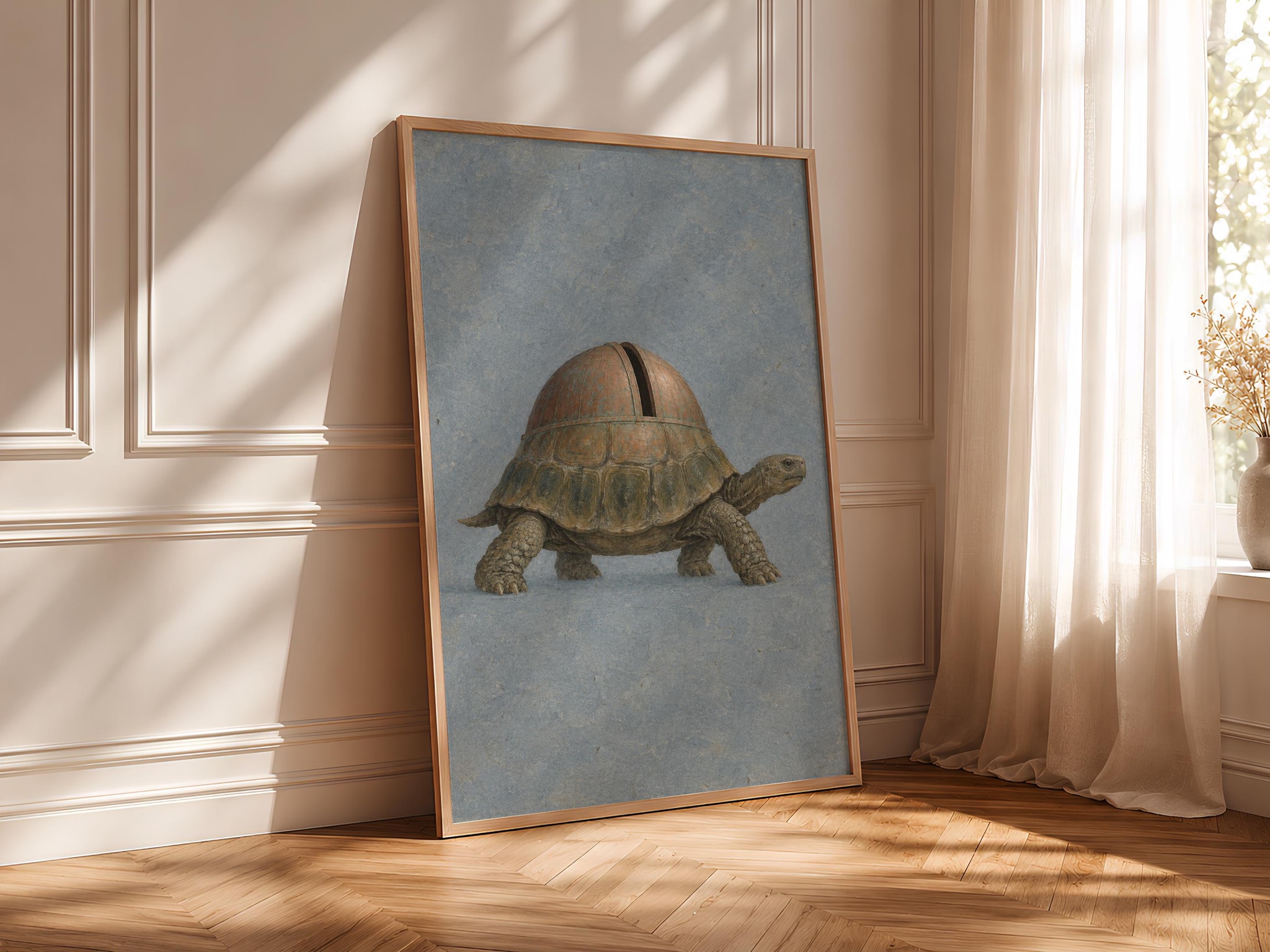 Tortoise Observatory Wall Art, Minimal Surreal Animal Poster – Calm Wall Art by Artsify thumbnail 4