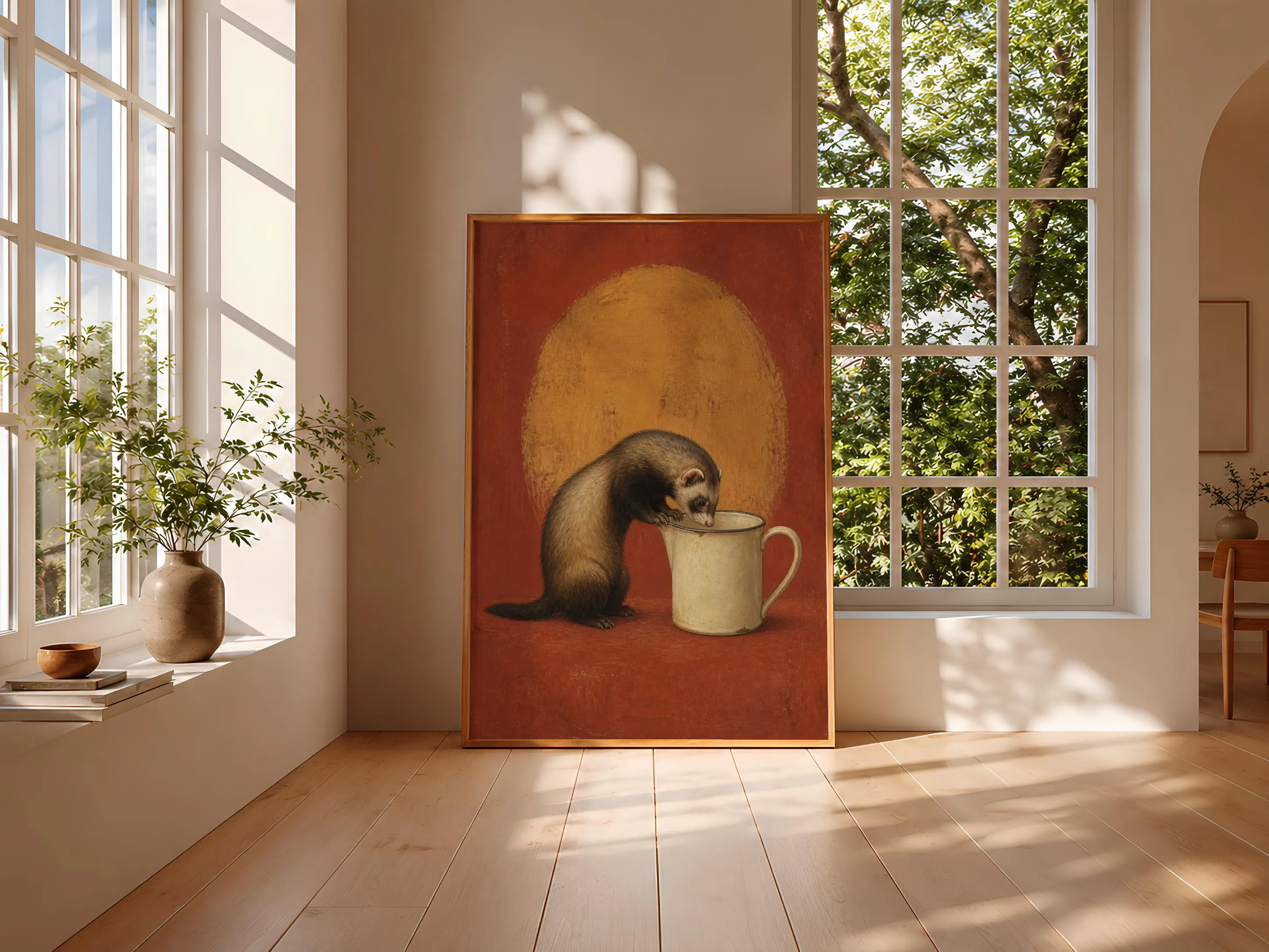 Funny Ferret Kitchen Art, Measuring Jug Pet, Minimalist Animal Print – Calm Wall Art by Artsify thumbnail 3