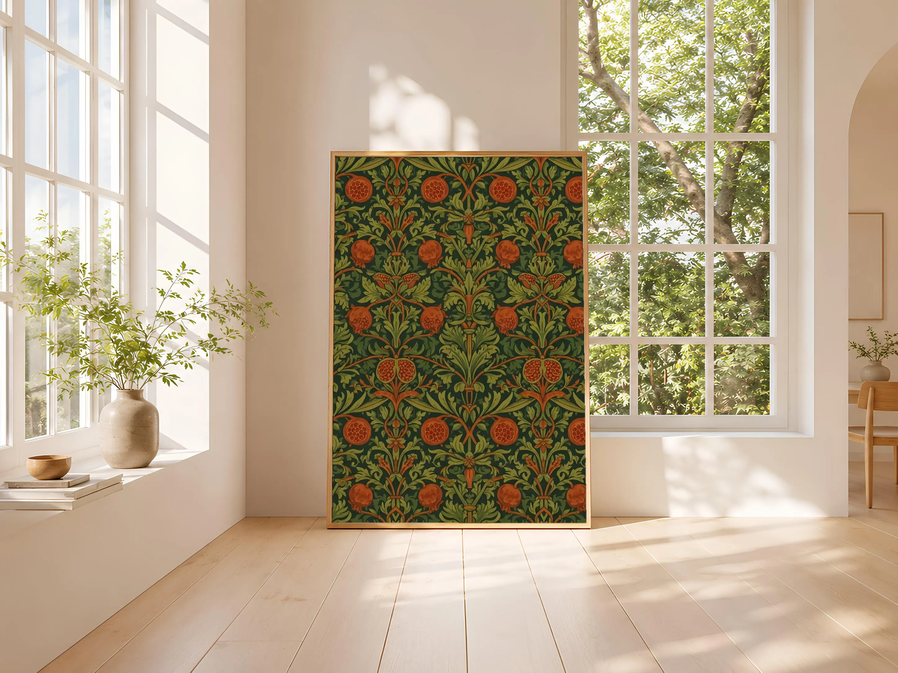 William Morris Style Print, Arts and Crafts Botanical Poster, Forest Green Wall Art, Entryway Decor, Housewarming Gift – Calm Wall Art by Artsify thumbnail 3