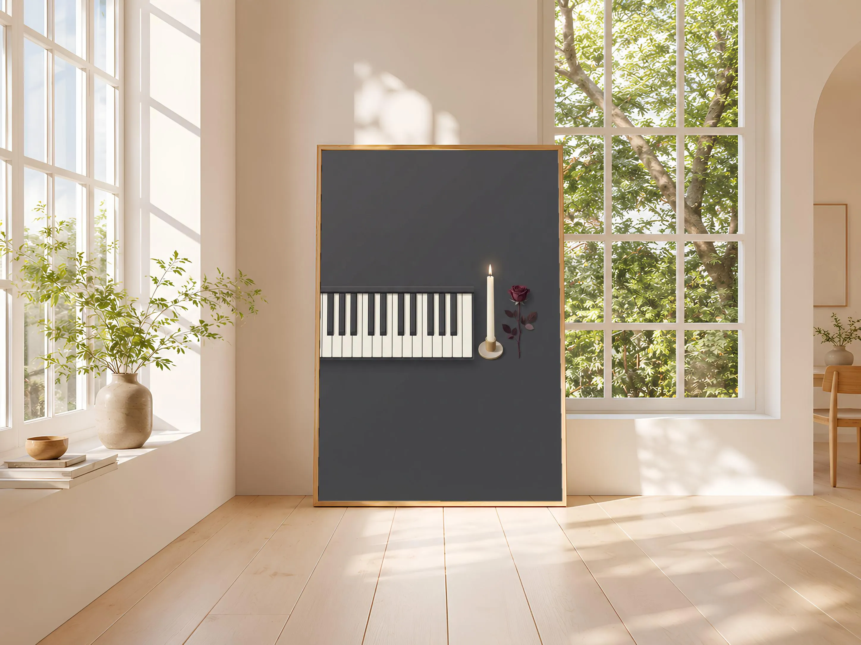 Piano Keys Print, Japandi Music Room Poster, Burgundy Wall Art, Musician Gift, Housewarming Gift – Calm Wall Art by Artsify thumbnail 3