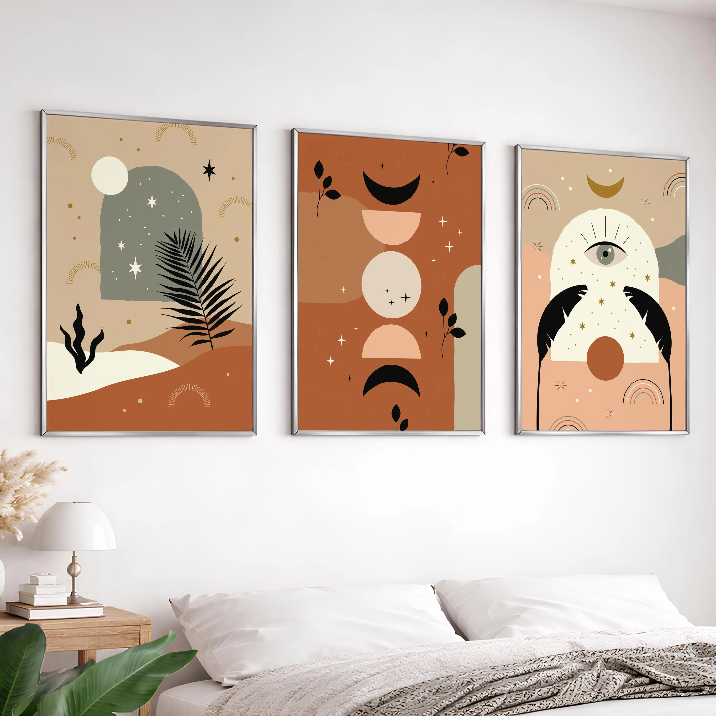 Boho Abstract Wall Art Set of 3, Neutral Celestial Posters, Modern Minimal Wall Decor, Earth Tone Art Prints, A0/A1/A2/A3/A4 – Calm Wall Art by Artsify thumbnail 3