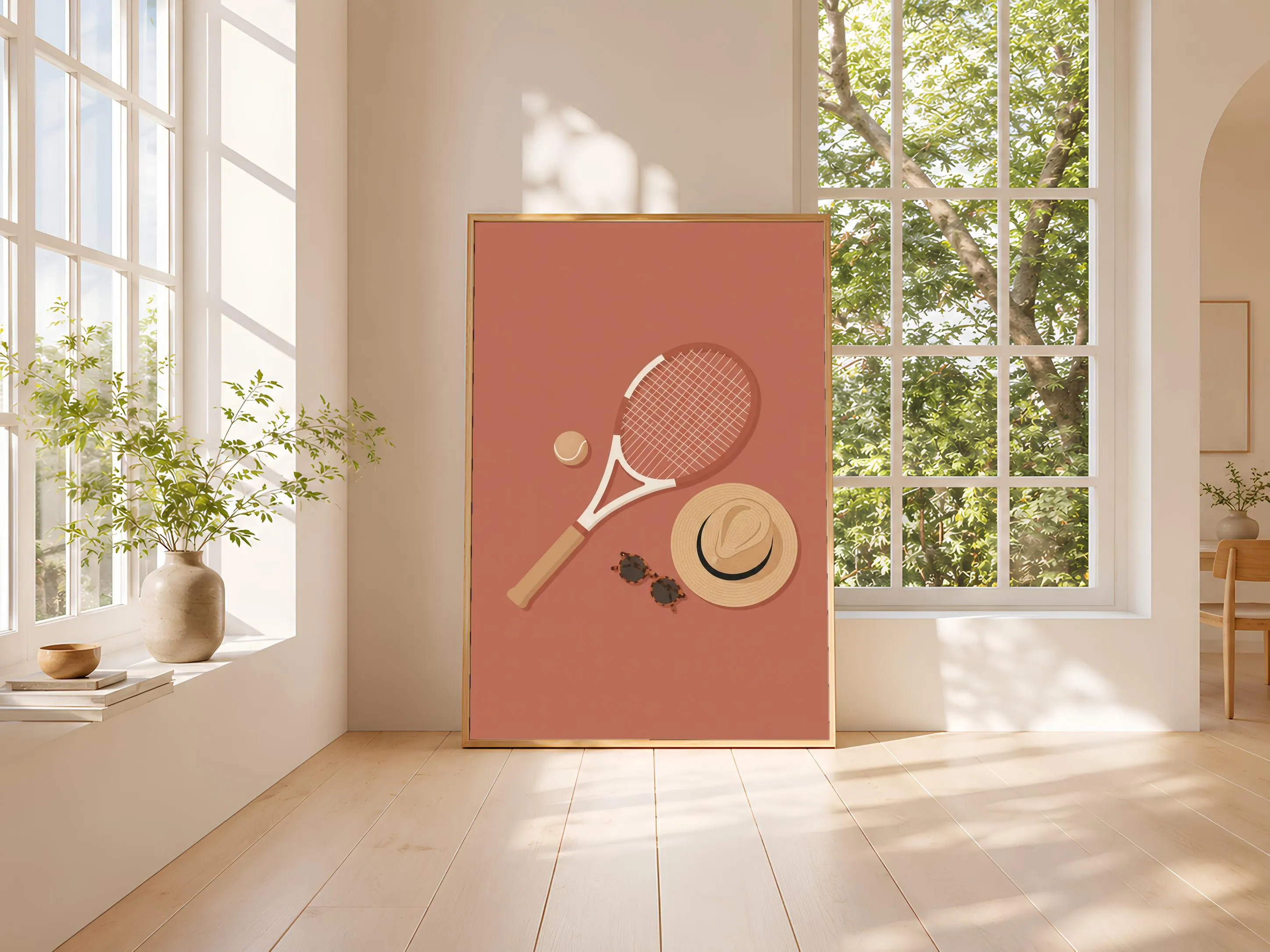 Tennis Club Print, Preppy Japandi Poster, Clay Red Wall Art, Tennis Gift, Housewarming Gift – Calm Wall Art by Artsify thumbnail 3