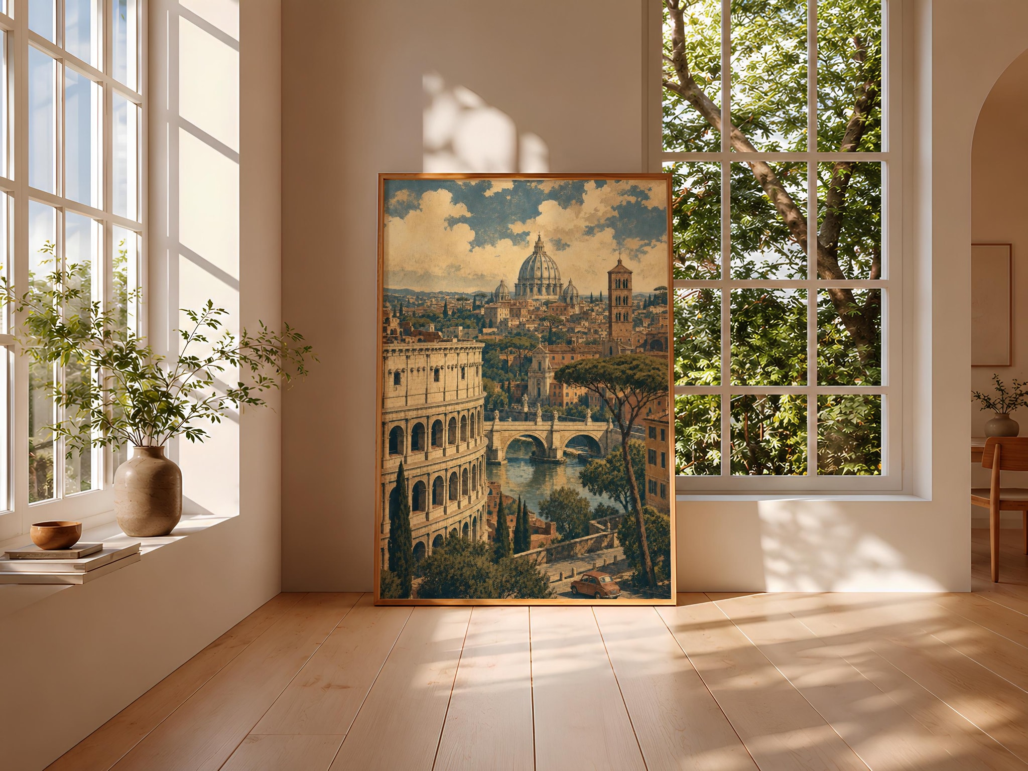 Rome Skyline Painting Print, Colosseum Wall Art, Vintage Cityscape Poster, Italian Travel Decor, Housewarming Gift – Calm Wall Art by Artsify thumbnail 3