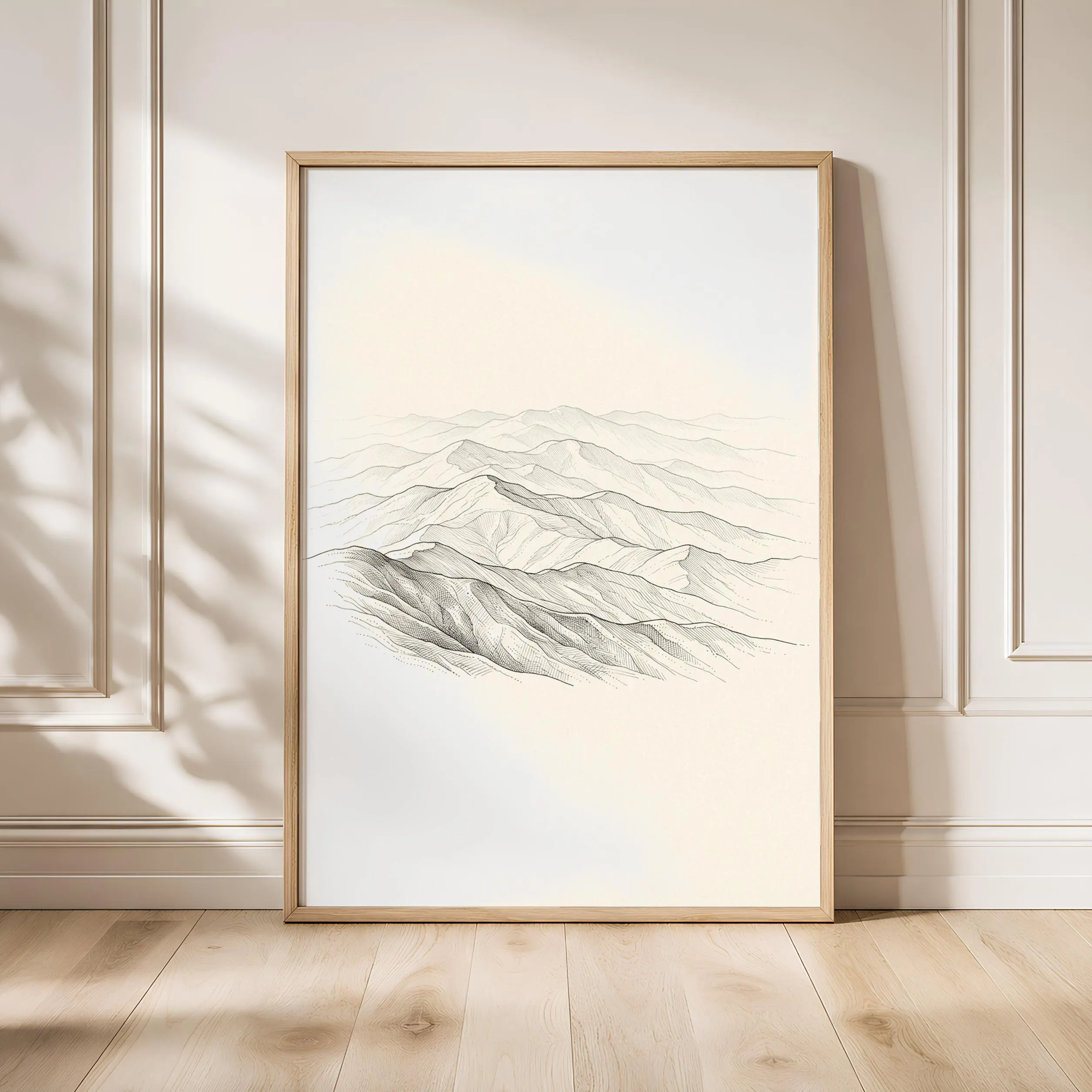 Rolling Hills Line Art Print, Layered Ridgeline Ink Sketch, Minimalist Poster, Office Decor, Housewarming Gift – Calm Wall Art by Artsify