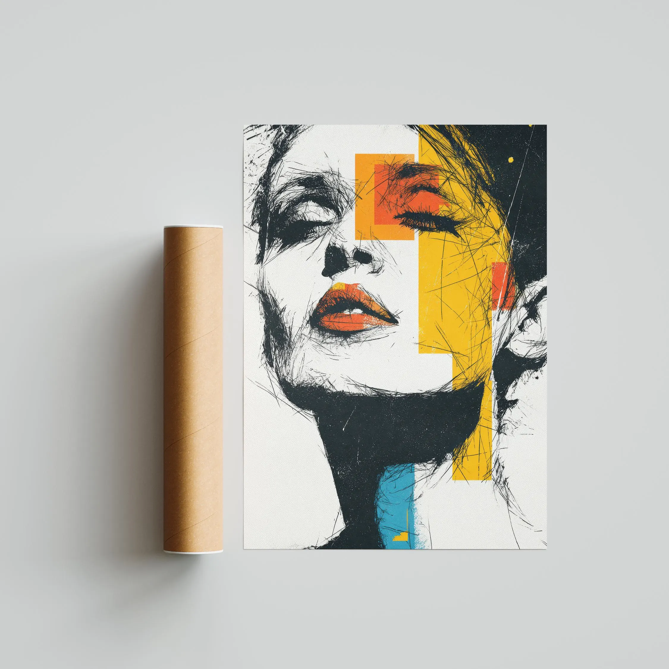 Abstract Face Art Print, Modern Geometric Portrait, Minimalist Home Decor – Calm Wall Art by Artsify thumbnail 2