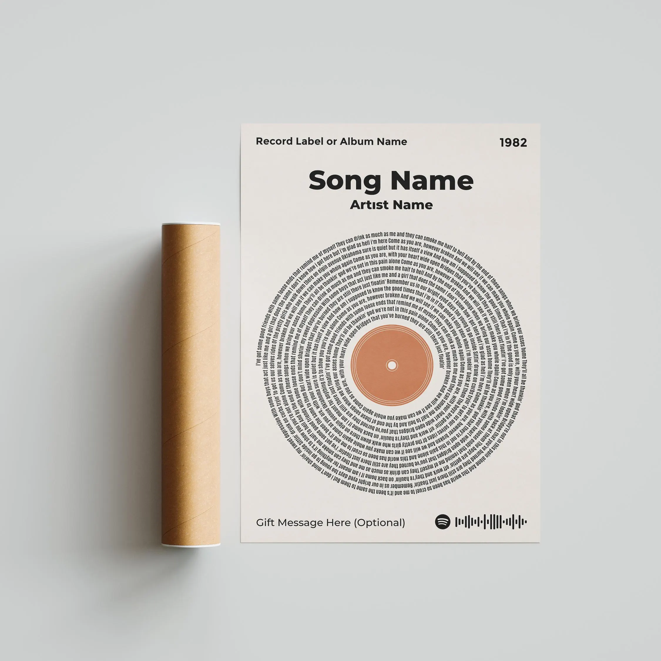 Custom Vinyl Lyrics Print, Personalised Music Poster, Customizable Music Gift, Anniversary Gift, Wedding Song Dance, Valentine's Gift – Calm Wall Art by Artsify thumbnail 5