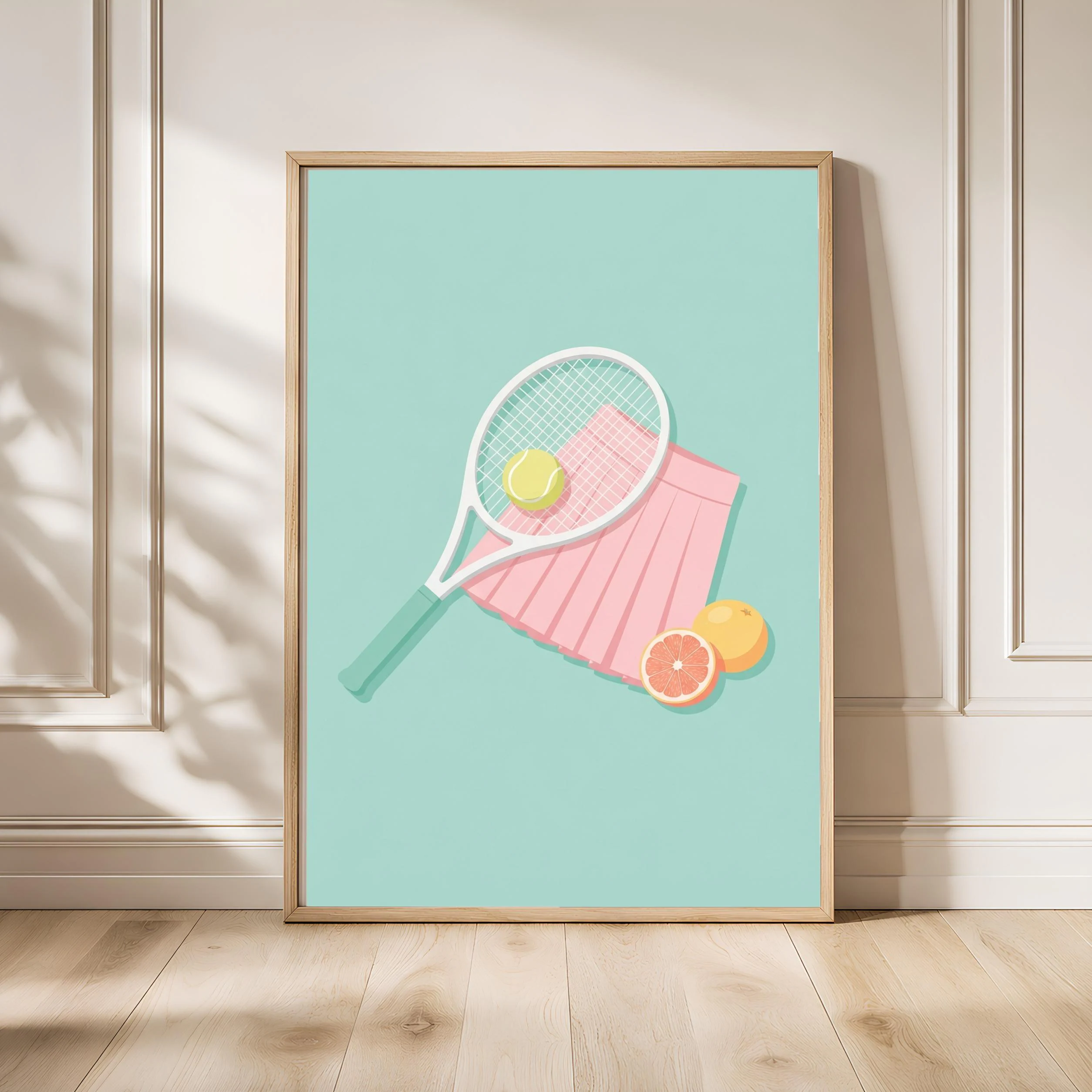Tennis Skirt Print, Preppy Japandi Poster, Pastel Pink Wall Art, Tennis Gift, Housewarming Gift – Calm Wall Art by Artsify