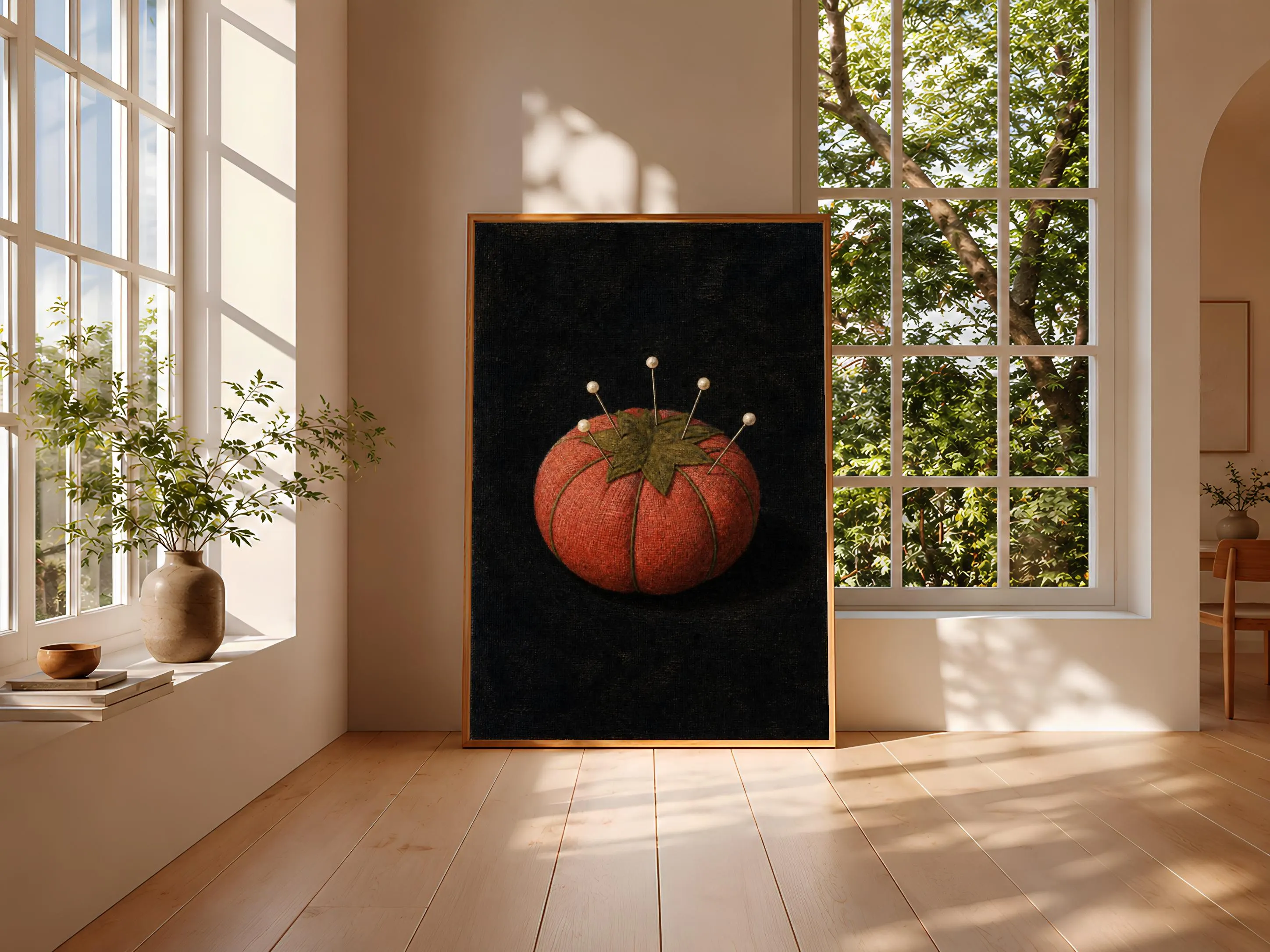 Tomato Pincushion Wall Art, Coral Sewing Room Still Life Print – Calm Wall Art by Artsify thumbnail 3