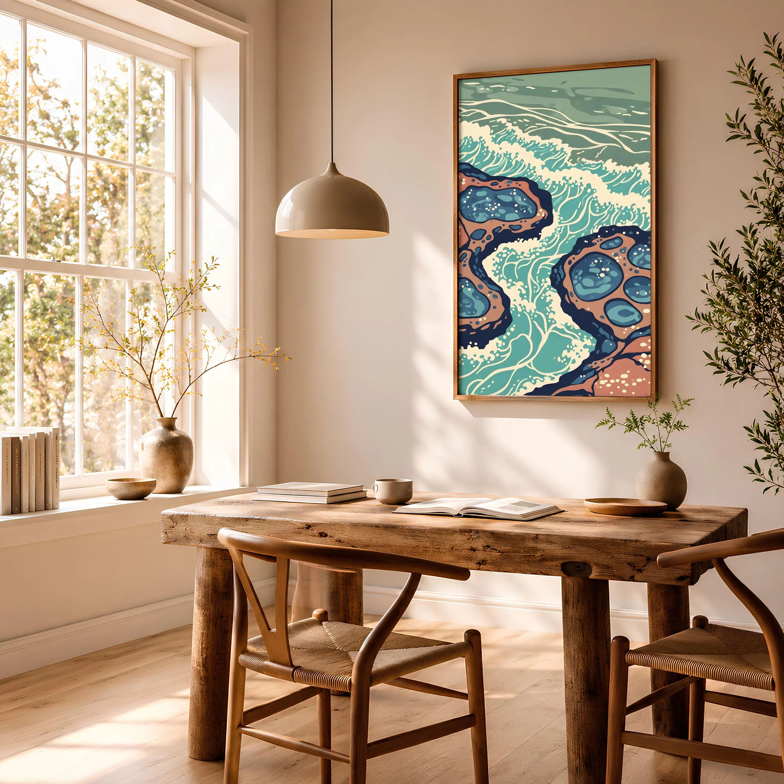 Japanese Wave Art Print, Ocean Tide Woodblock Style Poster, Coastal Zen Wall Art, Blue Home Decor, A1/A2/A3/A4, Housewarming Gift – Calm Wall Art by Artsify thumbnail 2
