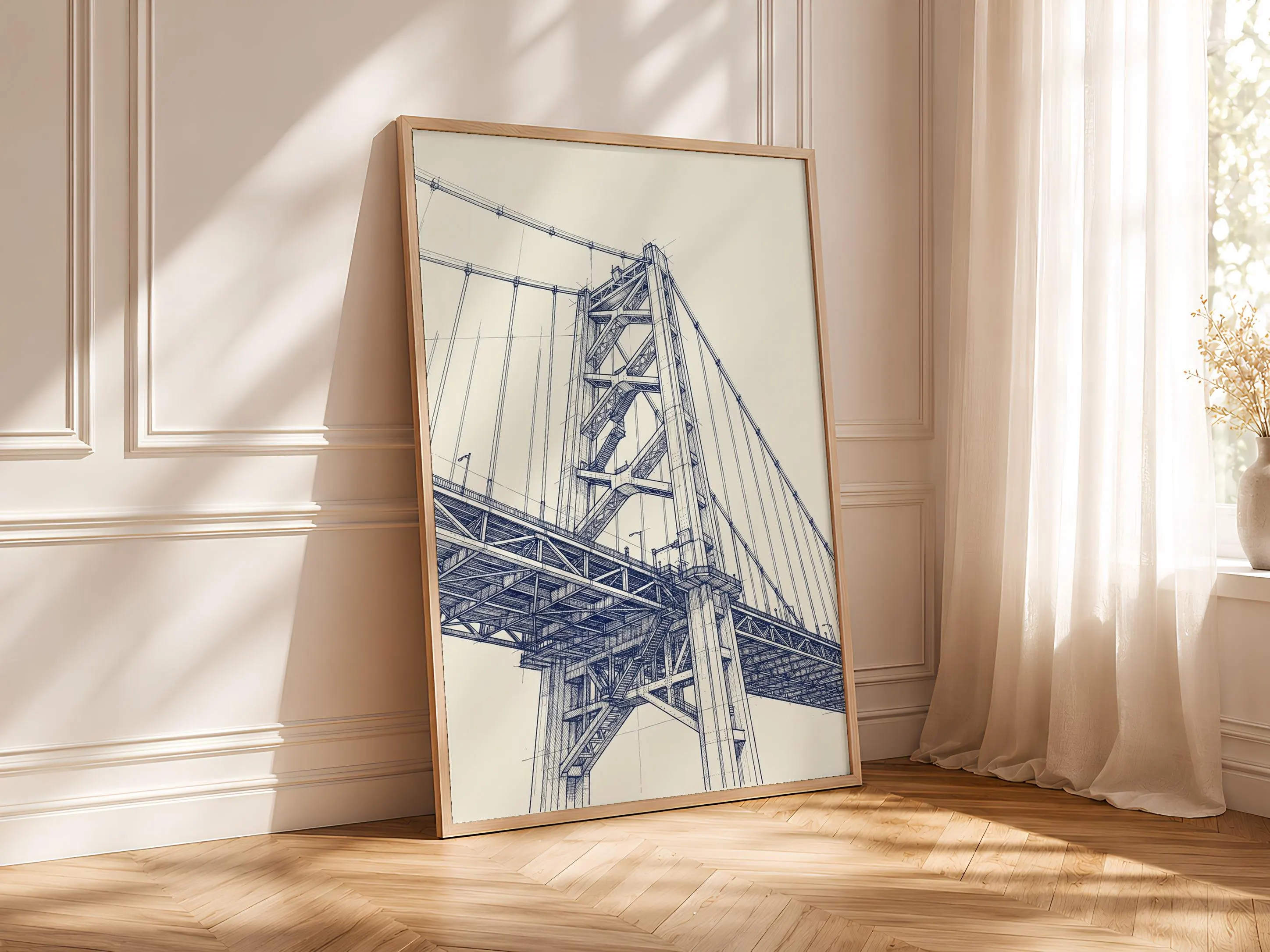 Suspension Bridge Line Art Print, Architectural Ink Sketch, Modern Poster, Office Decor, Housewarming Gift – Calm Wall Art by Artsify thumbnail 4