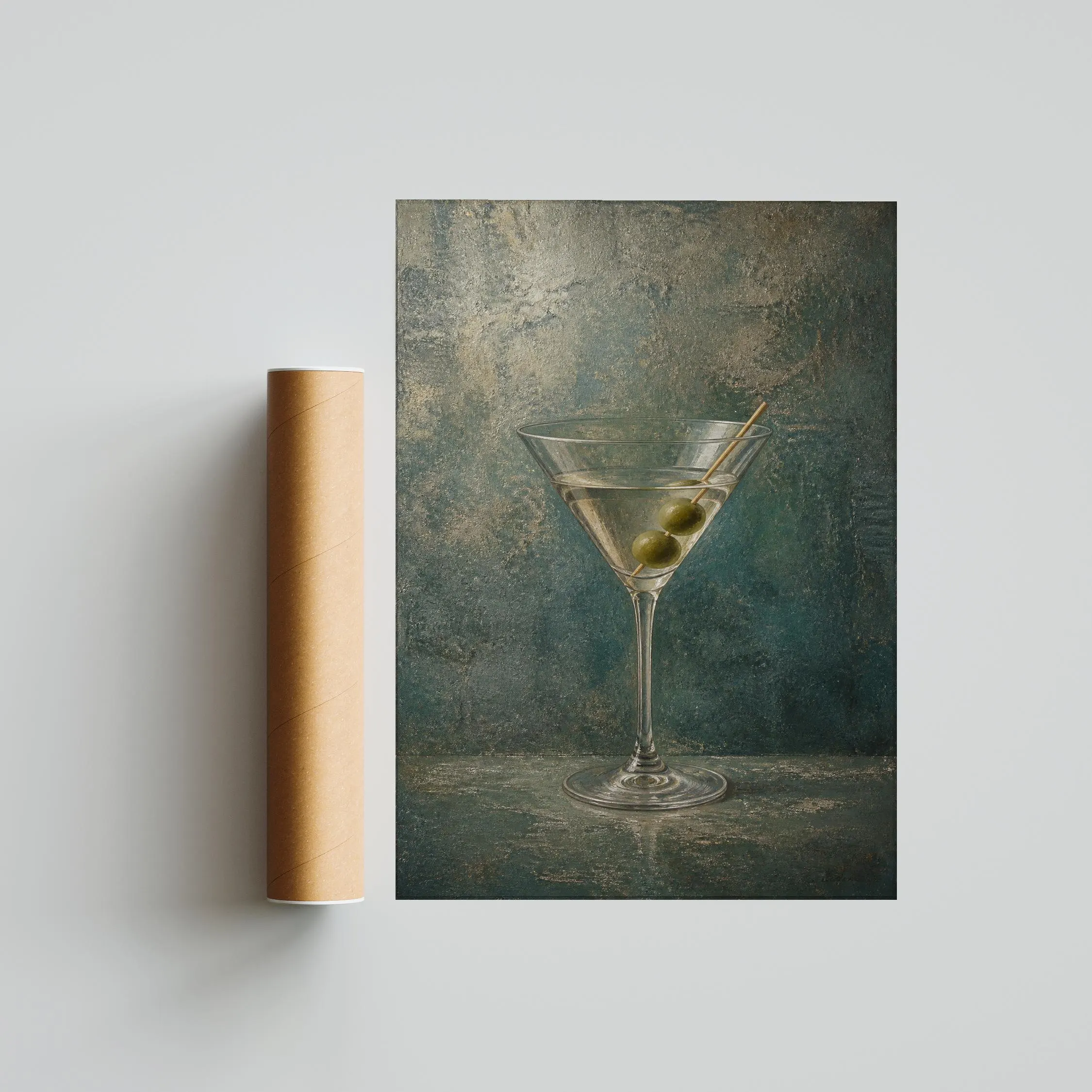 Dry Martini Print, Oxidized Teal Barware Wall Art, Vintage Cocktail Poster, Housewarming Gift – Calm Wall Art by Artsify thumbnail 5