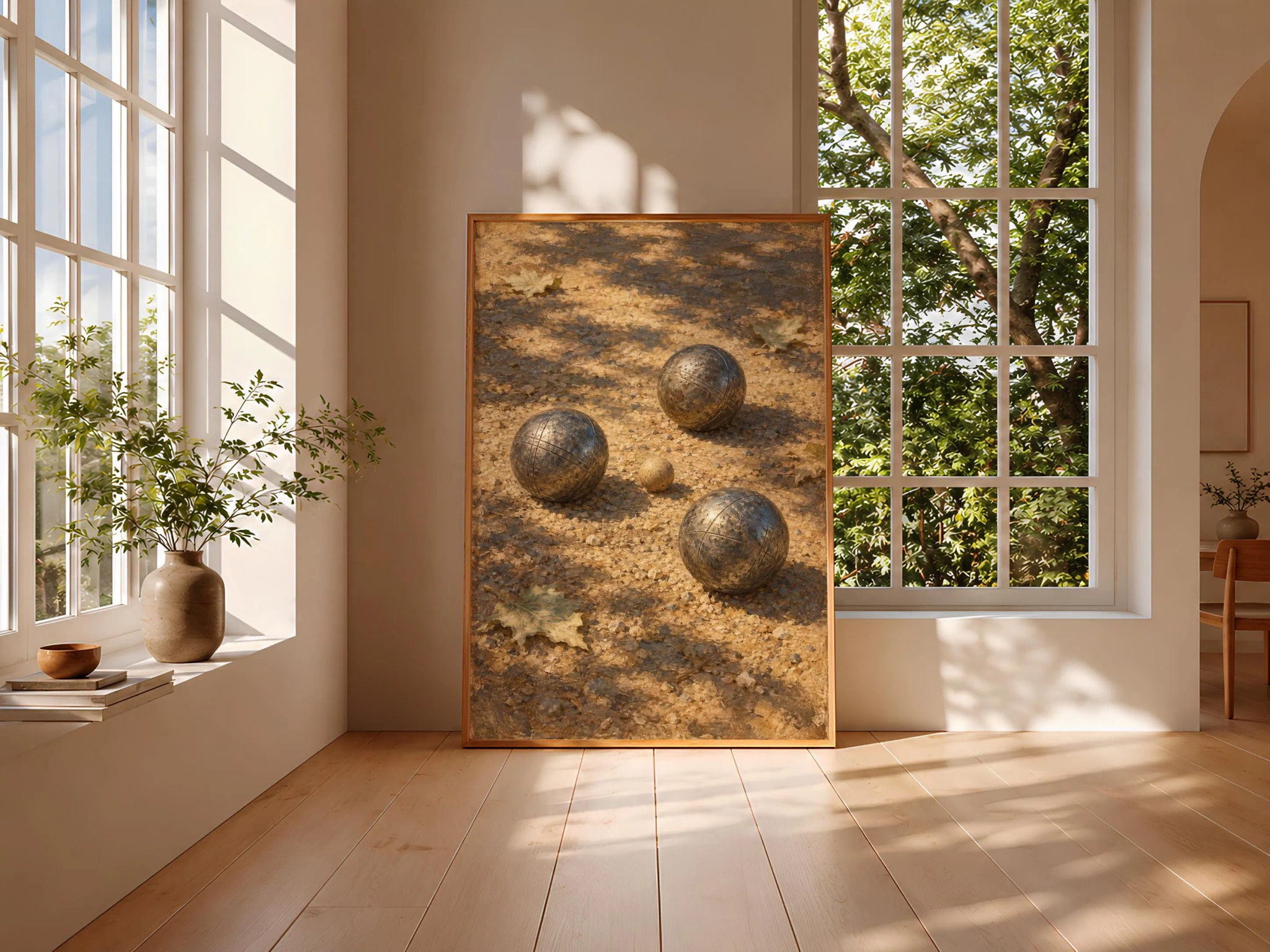 Petanque Wall Art, Vintage French Boules Oil Painting, Mediterranean Game Room Decor – Calm Wall Art by Artsify thumbnail 3