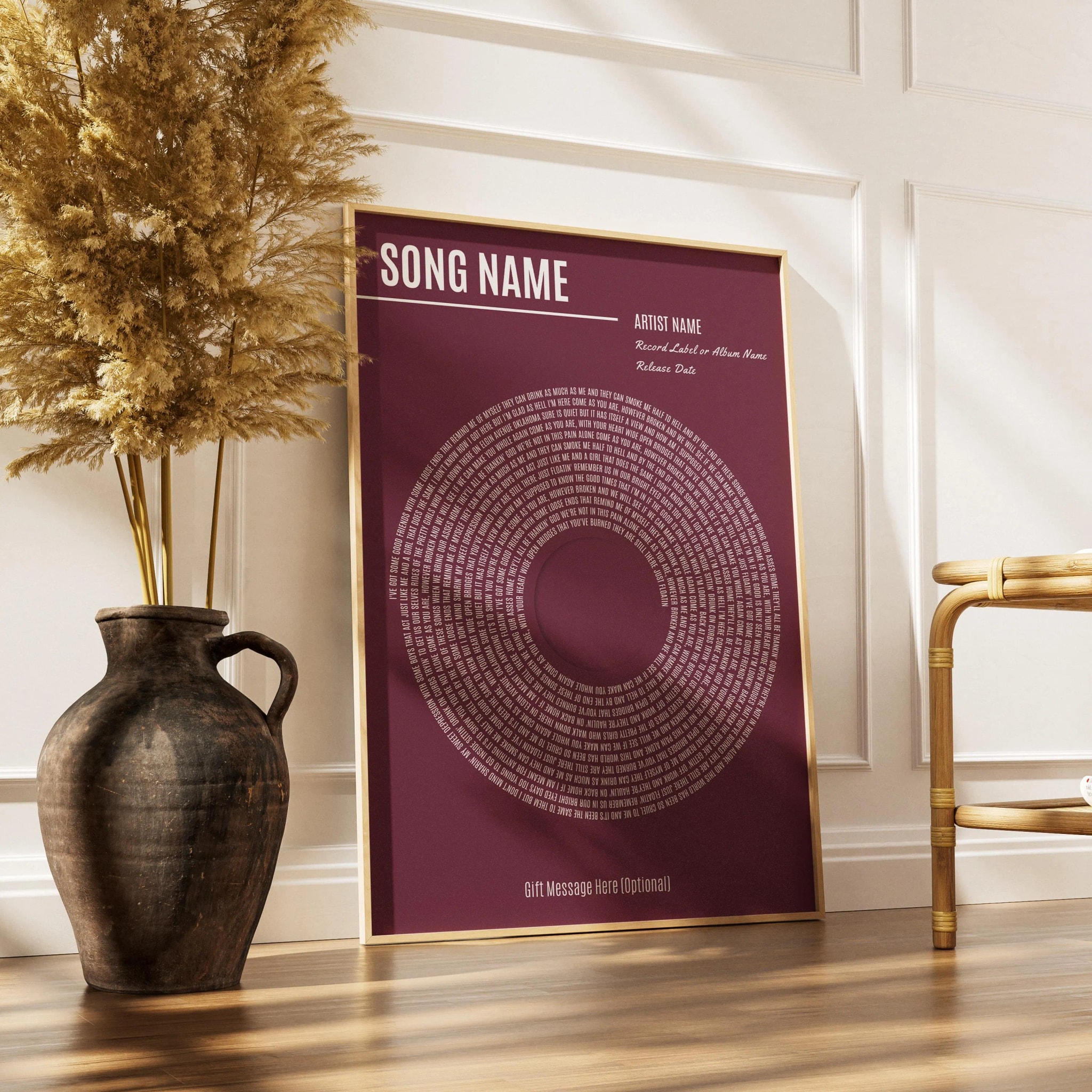 Custom Vinyl Lyrics Print, Personalised Music Poster, Customizable Music Gift, Anniversary Gift, Wedding Song Dance, Valentine's Gift – Calm Wall Art by Artsify thumbnail 2