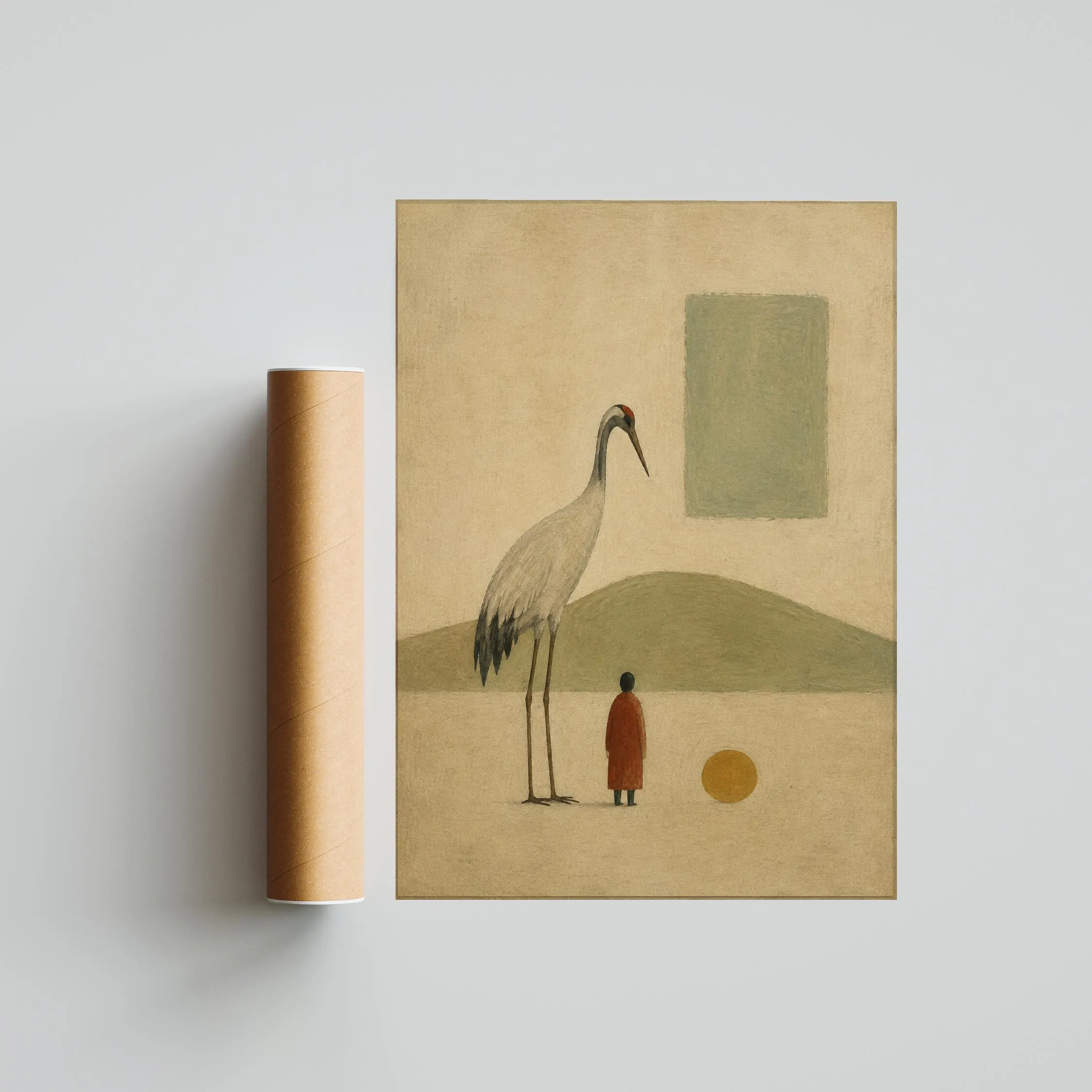 Crane Circle Wall Art, Naive Folk Painting – Calm Wall Art by Artsify thumbnail 5