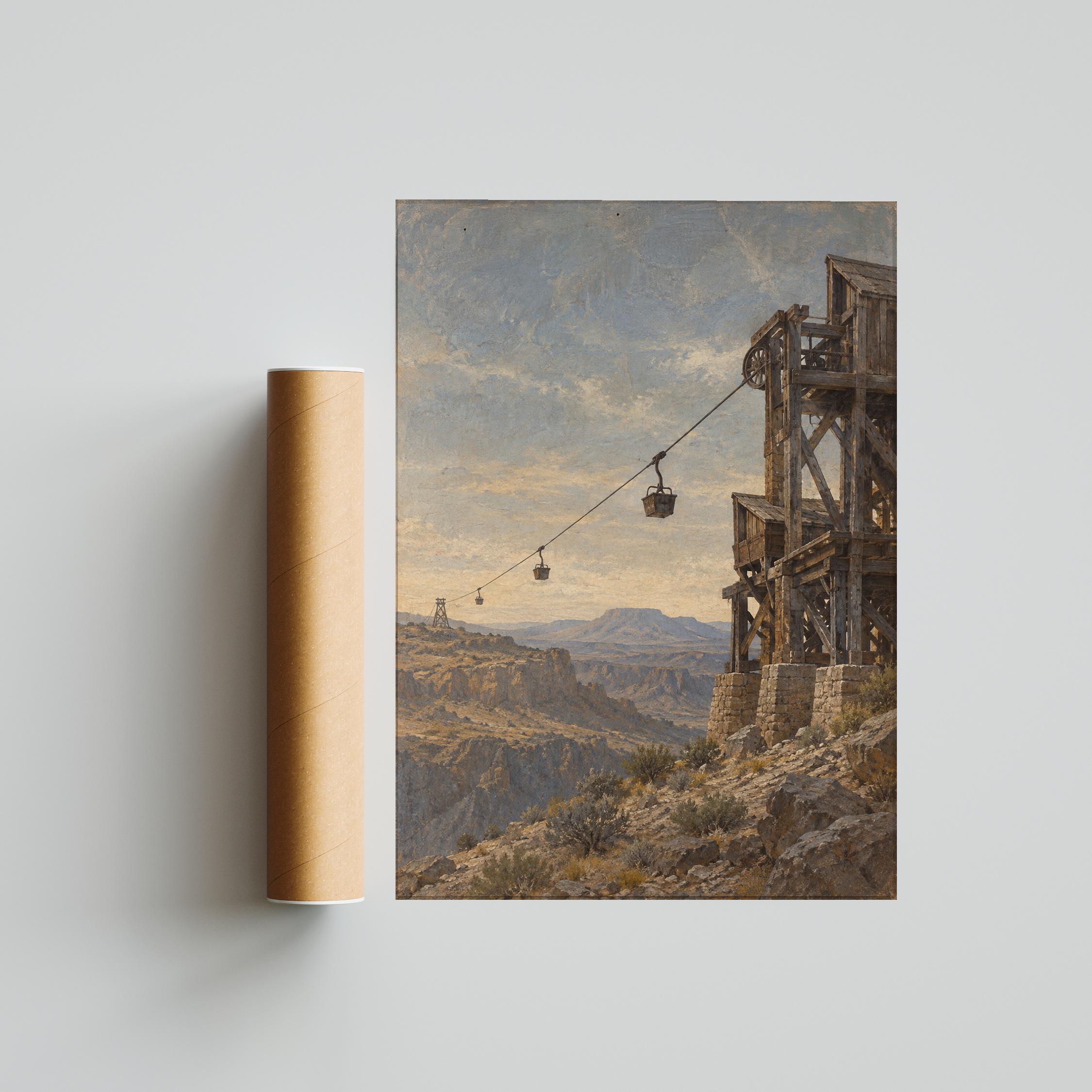 Desert Ore Tram Wall Art, Vintage Western Industrial Painting – Calm Wall Art by Artsify thumbnail 5