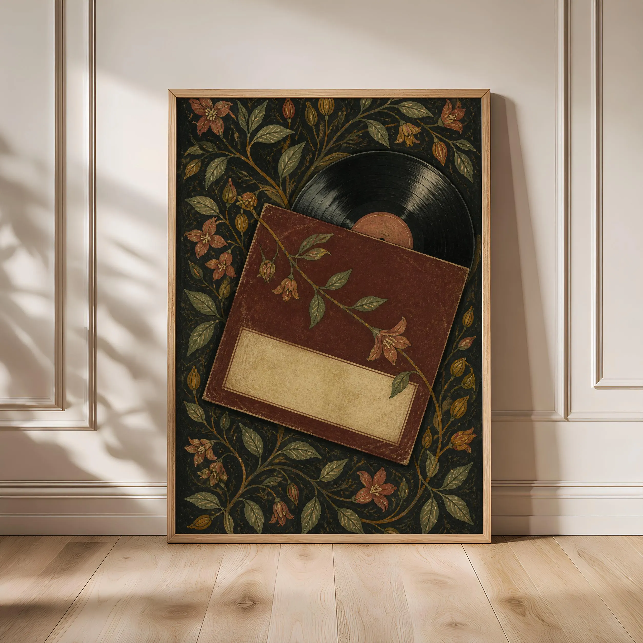 Vinyl Record Print, Arts and Crafts Music Room Poster, Botanical Wall Art, Vinyl Lover Gift – Calm Wall Art by Artsify