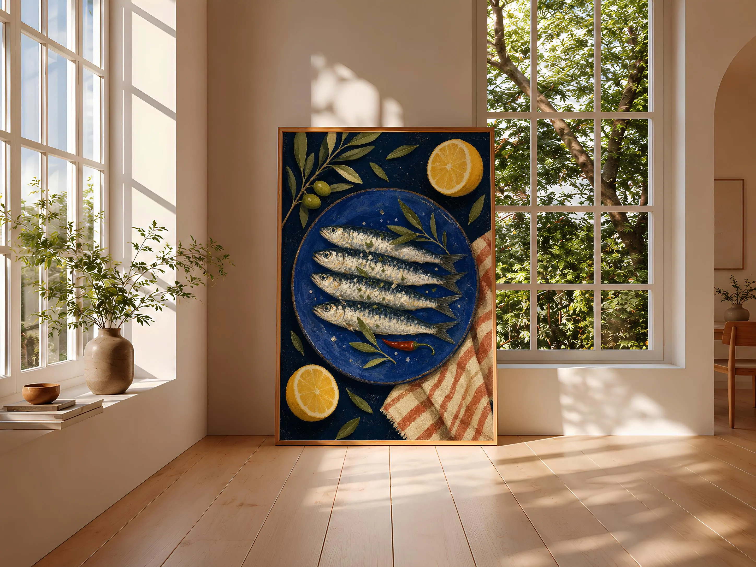 Sardine Kitchen Print, Mediterranean Still Life Wall Art, Vintage Editorial Poster, Coastal Dining Decor, Housewarming Gift – Calm Wall Art by Artsify thumbnail 3
