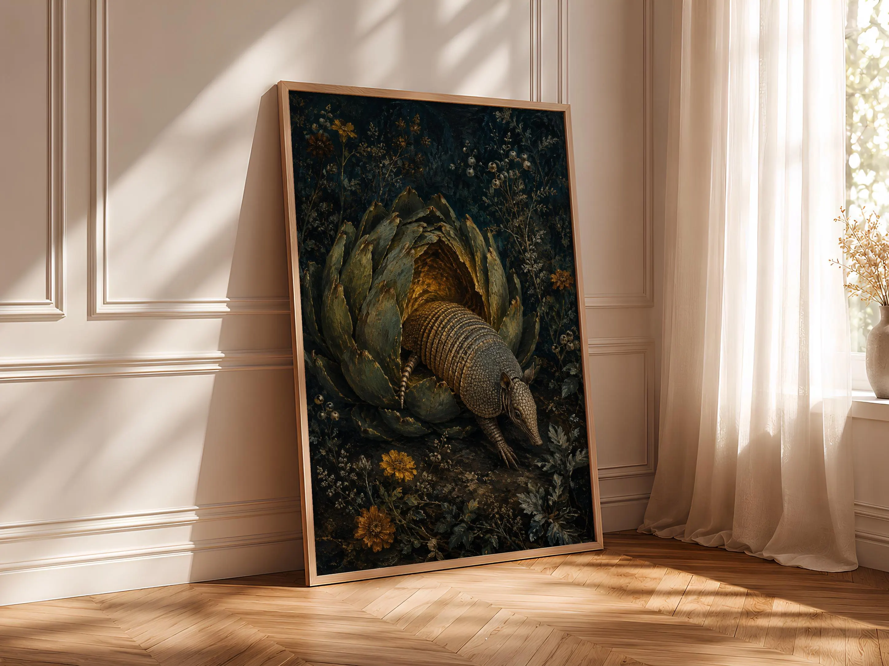 Armadillo Artichoke Wall Art, Surreal Oil Painting – Calm Wall Art by Artsify thumbnail 4