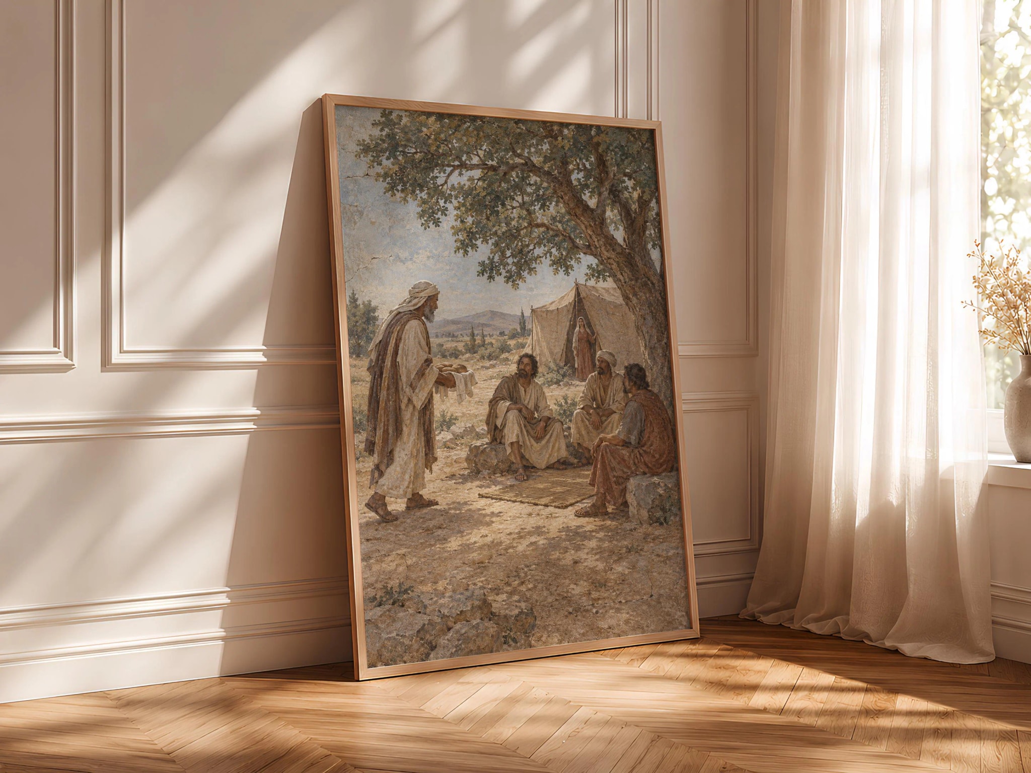 Hospitality of Abraham Wall Art, Three Visitors Bible Painting – Calm Wall Art by Artsify thumbnail 4