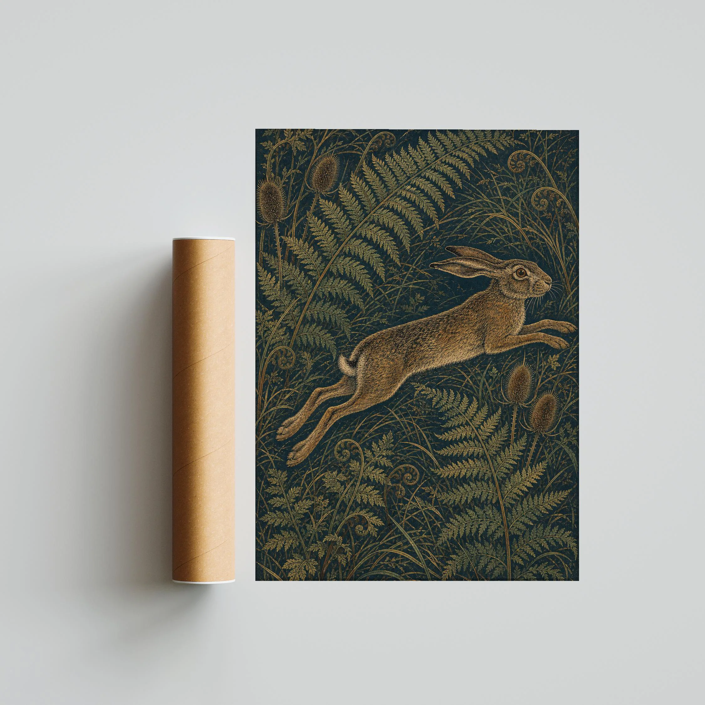 William Morris Hare Print, Leaping Rabbit Wall Art, Arts and Crafts Woodland Poster, Cottagecore Wildlife Decor, Housewarming Gift – Calm Wall Art by Artsify thumbnail 5