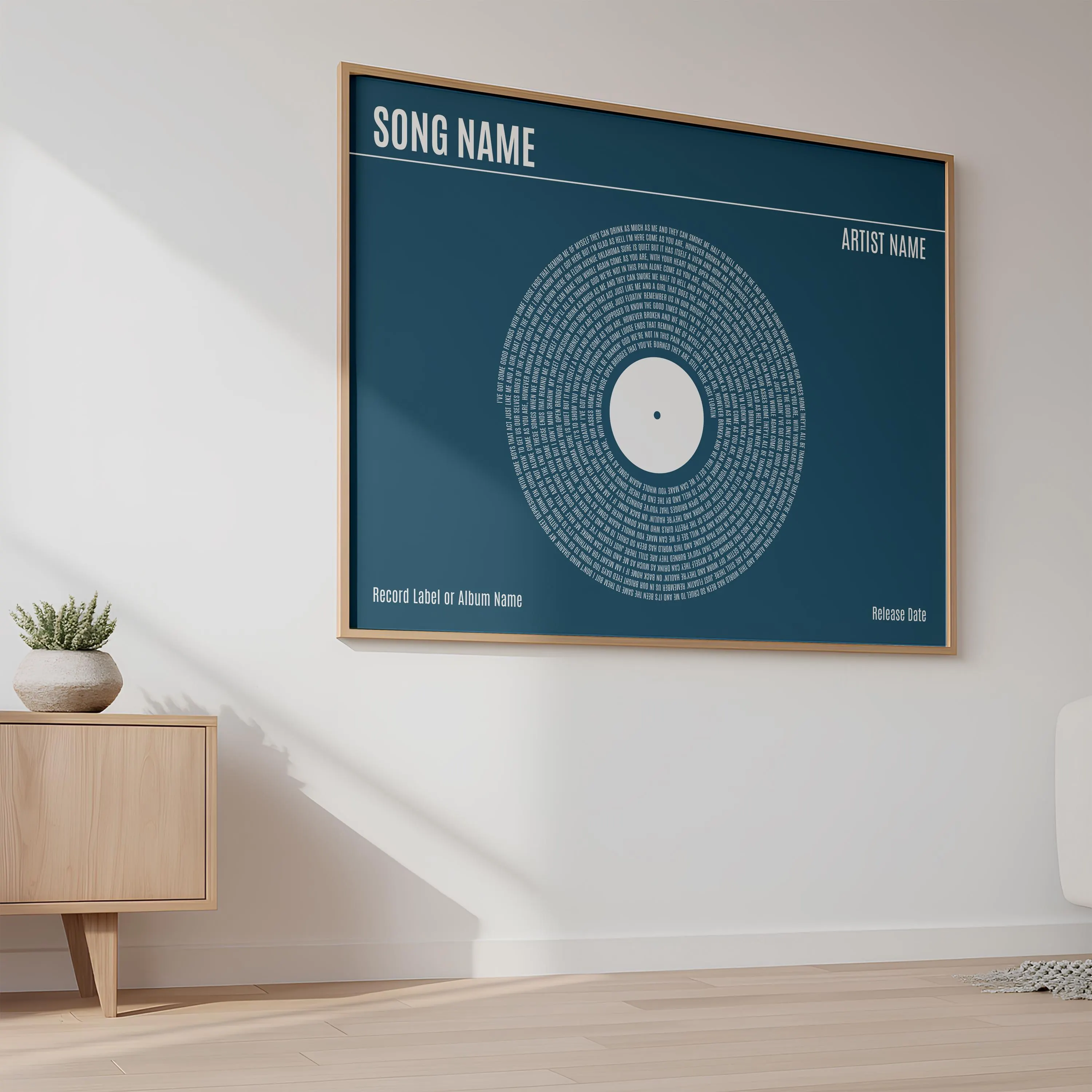 Custom Vinyl Lyrics Print, Personalised Music Poster, Customizable Music Gift, Anniversary Gift, Wedding Song Dance, Valentine's Gift – Calm Wall Art by Artsify thumbnail 2