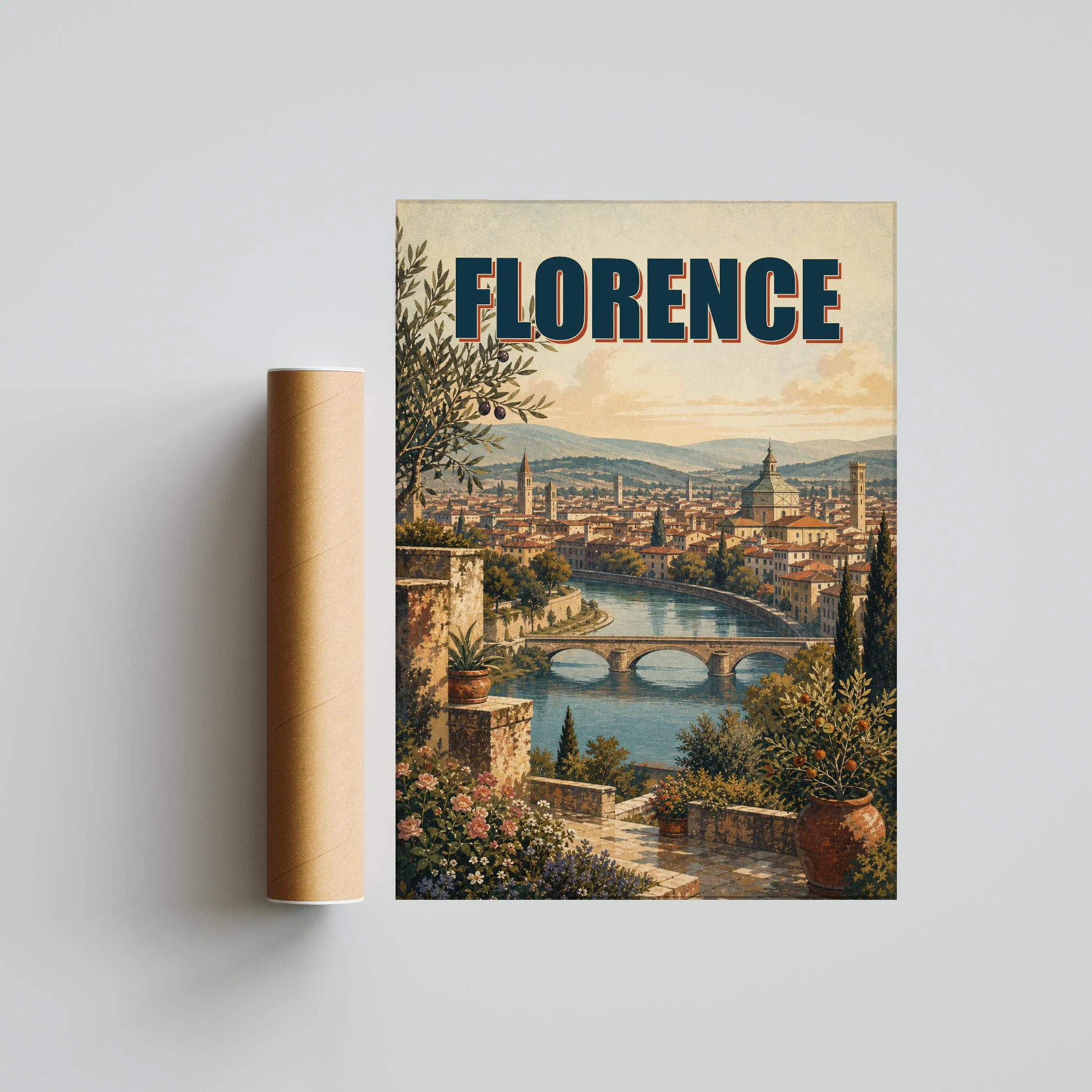 Florence Travel Poster Print, Vintage Skyline Wall Art, Bold Typography Poster, City Name Wall Decor, Housewarming Gift – Calm Wall Art by Artsify thumbnail 5