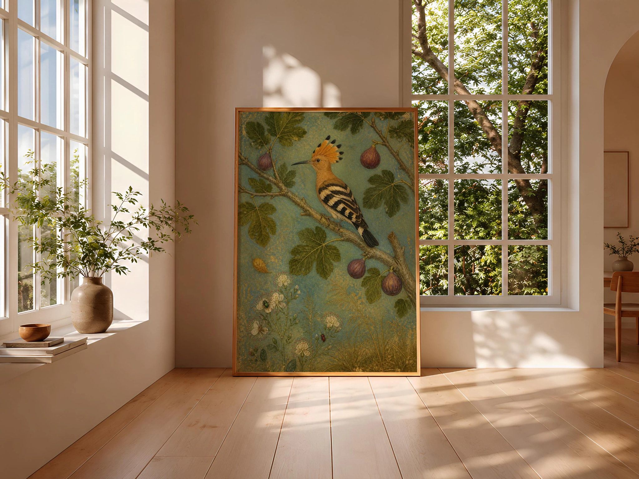 Hoopoe Bird Wall Art, Persian Miniature Inspired Painting, Fig Garden Print, Housewarming Gift – Calm Wall Art by Artsify thumbnail 3