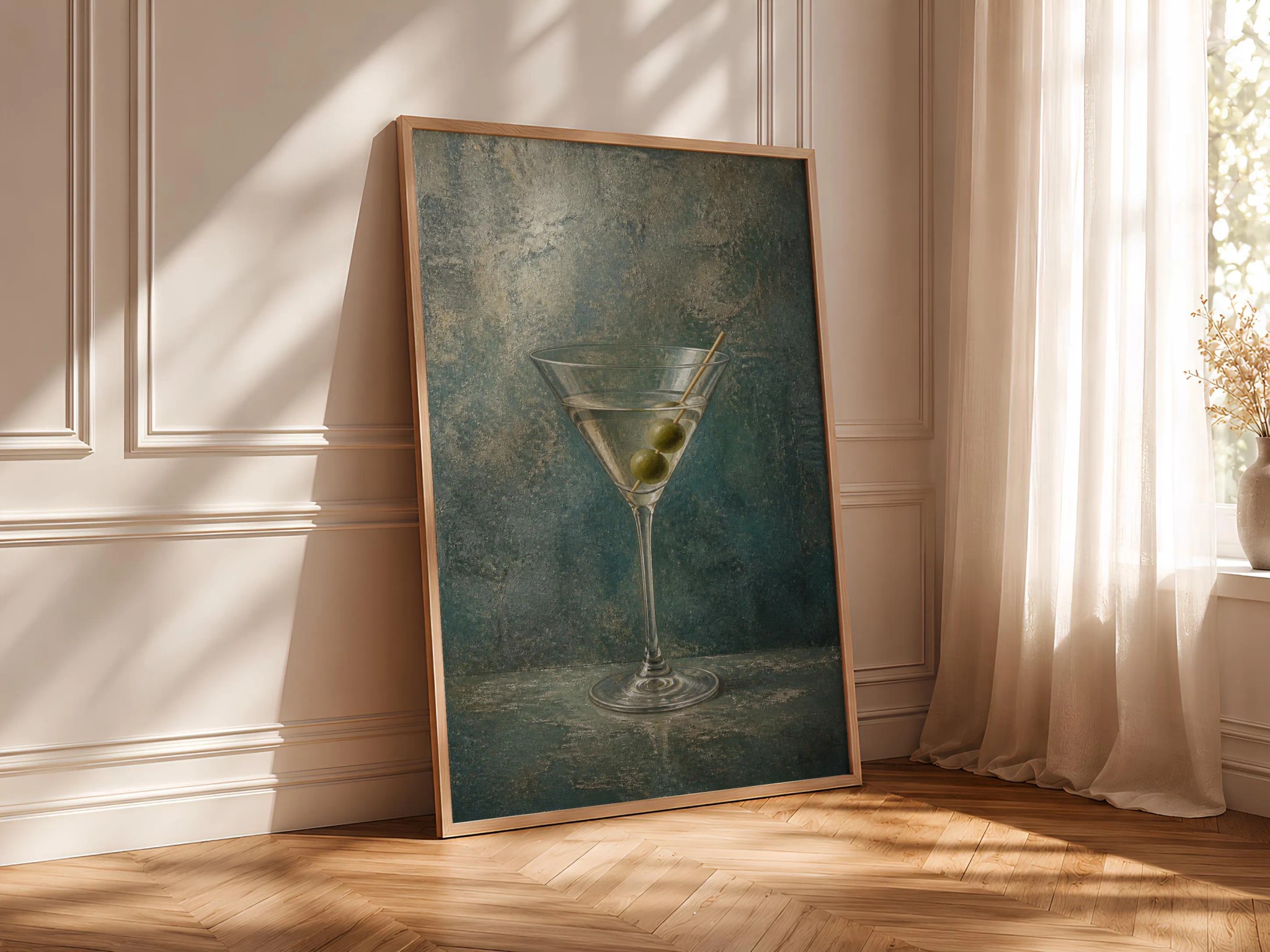 Dry Martini Print, Oxidized Teal Barware Wall Art, Vintage Cocktail Poster, Housewarming Gift – Calm Wall Art by Artsify thumbnail 4
