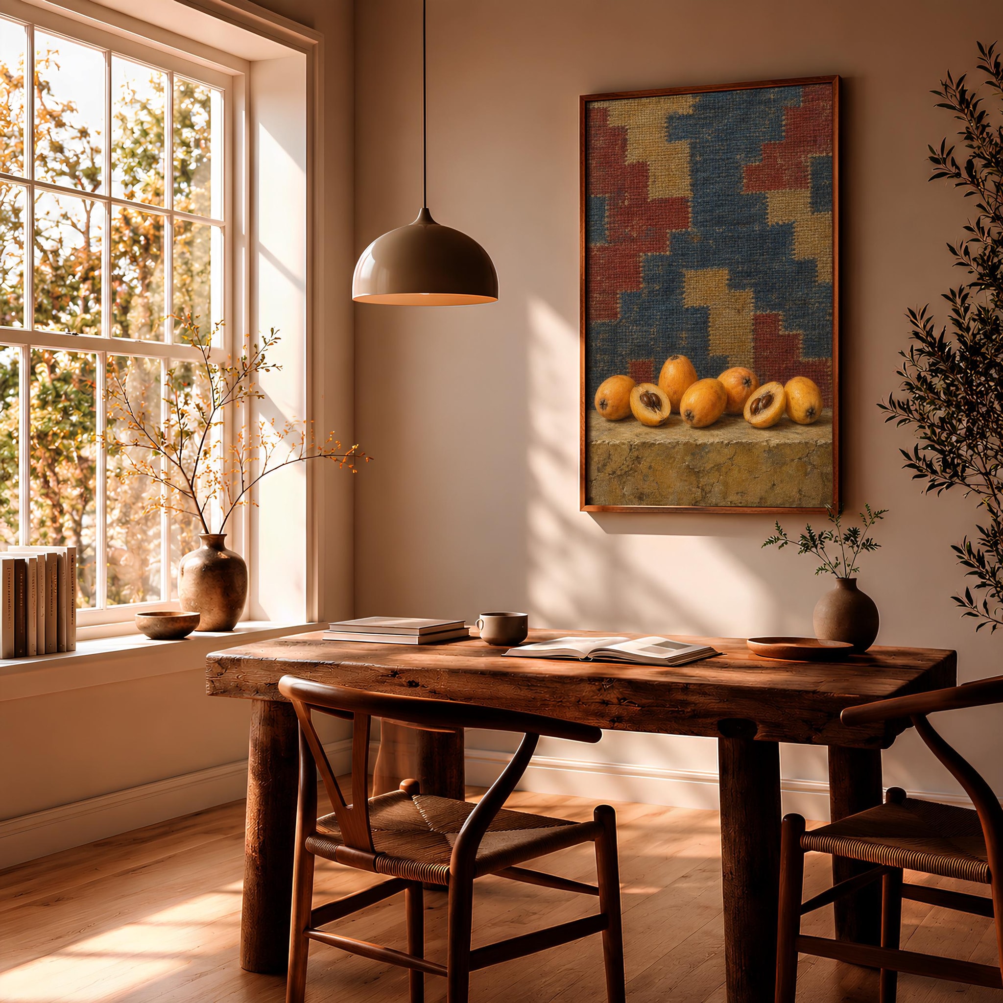 Loquat Fruit Wall Art, Vintage Kilim Still Life Painting – Calm Wall Art by Artsify thumbnail 2