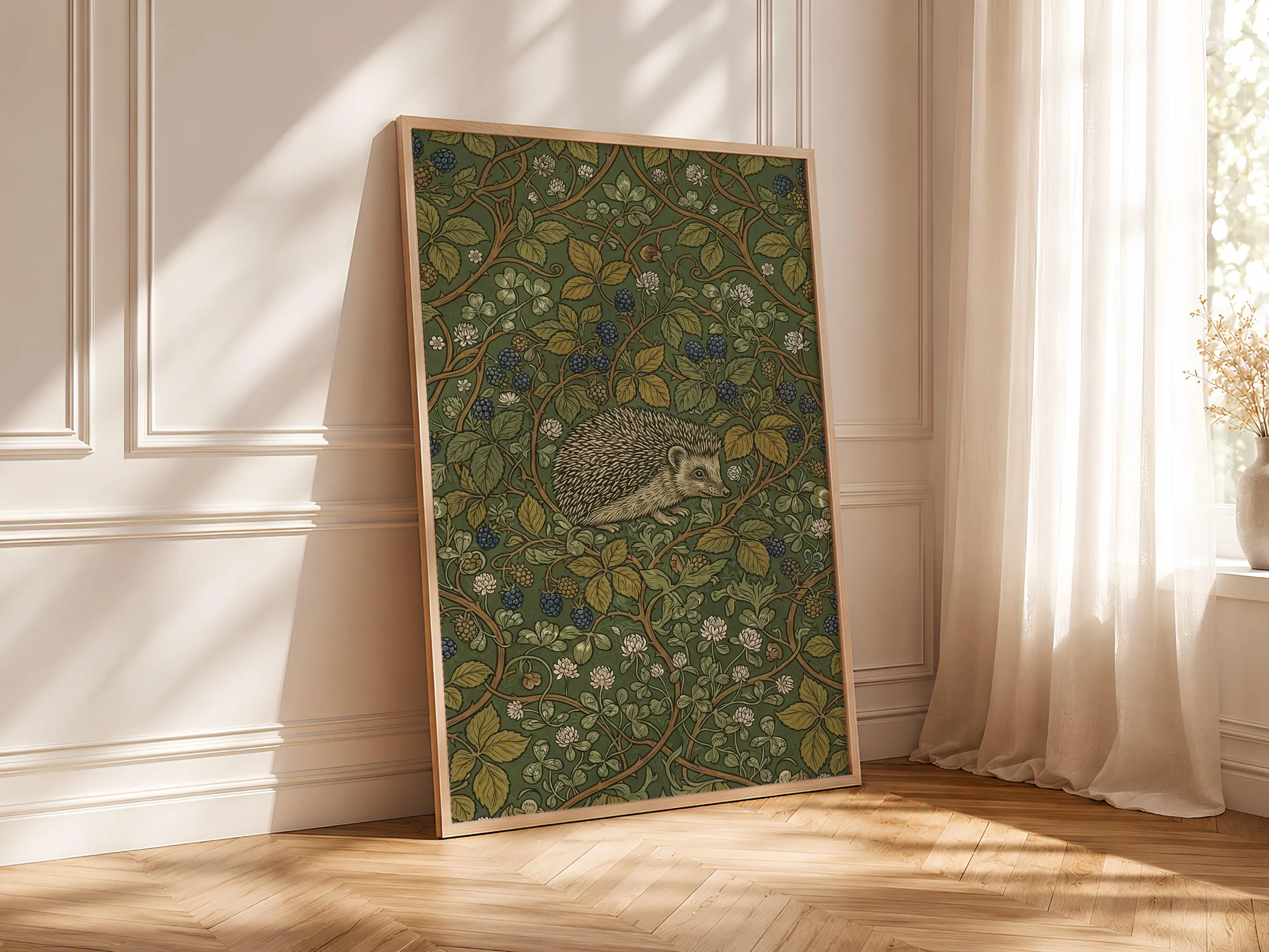 William Morris Style Print, Arts and Crafts Hedgehog Poster, Blackberry Bramble Wall Art, Kitchen Decor, Housewarming Gift – Calm Wall Art by Artsify thumbnail 4