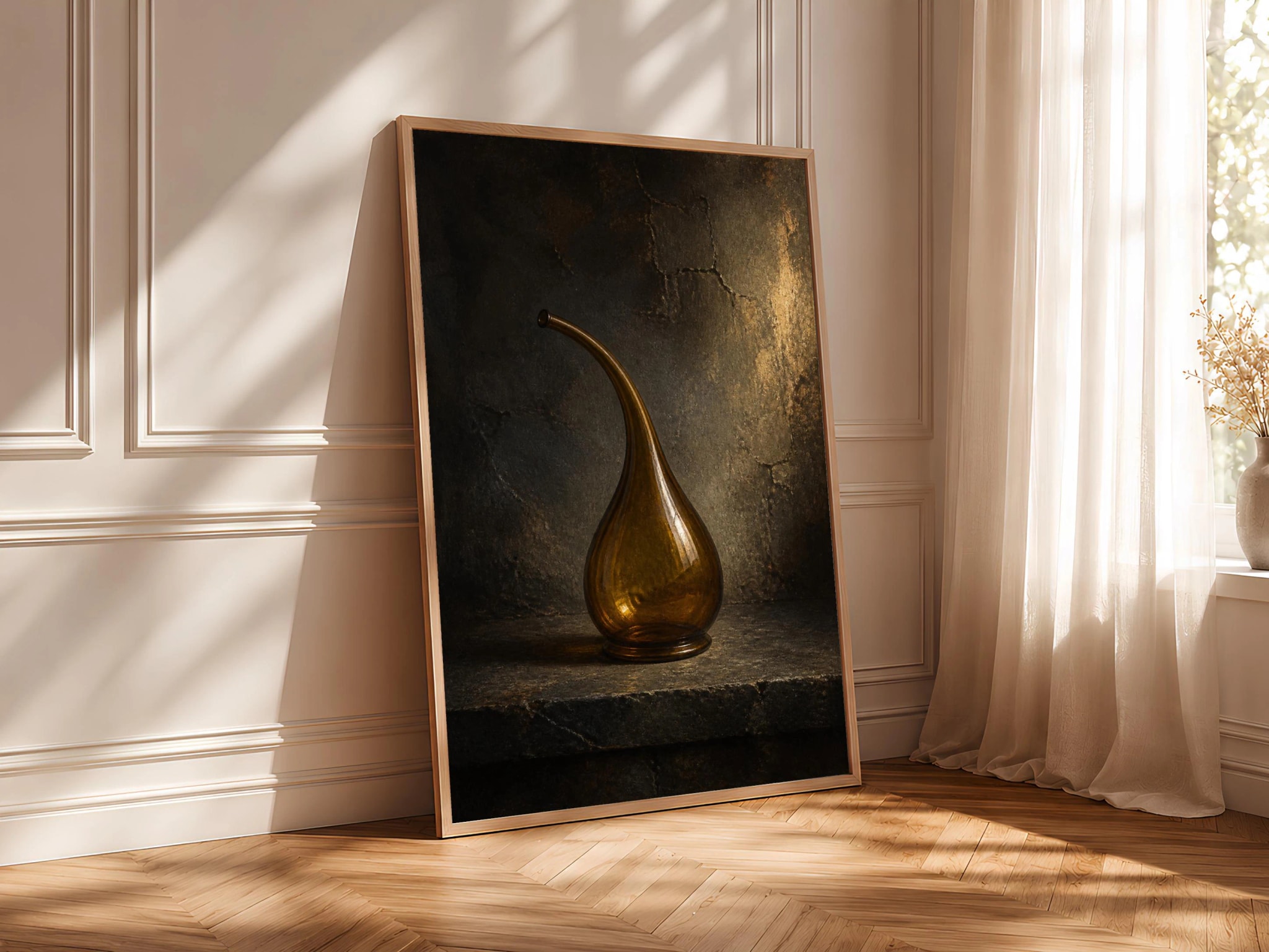 Amber Retort Wall Art, Dark Academia Laboratory Painting Print – Calm Wall Art by Artsify thumbnail 4