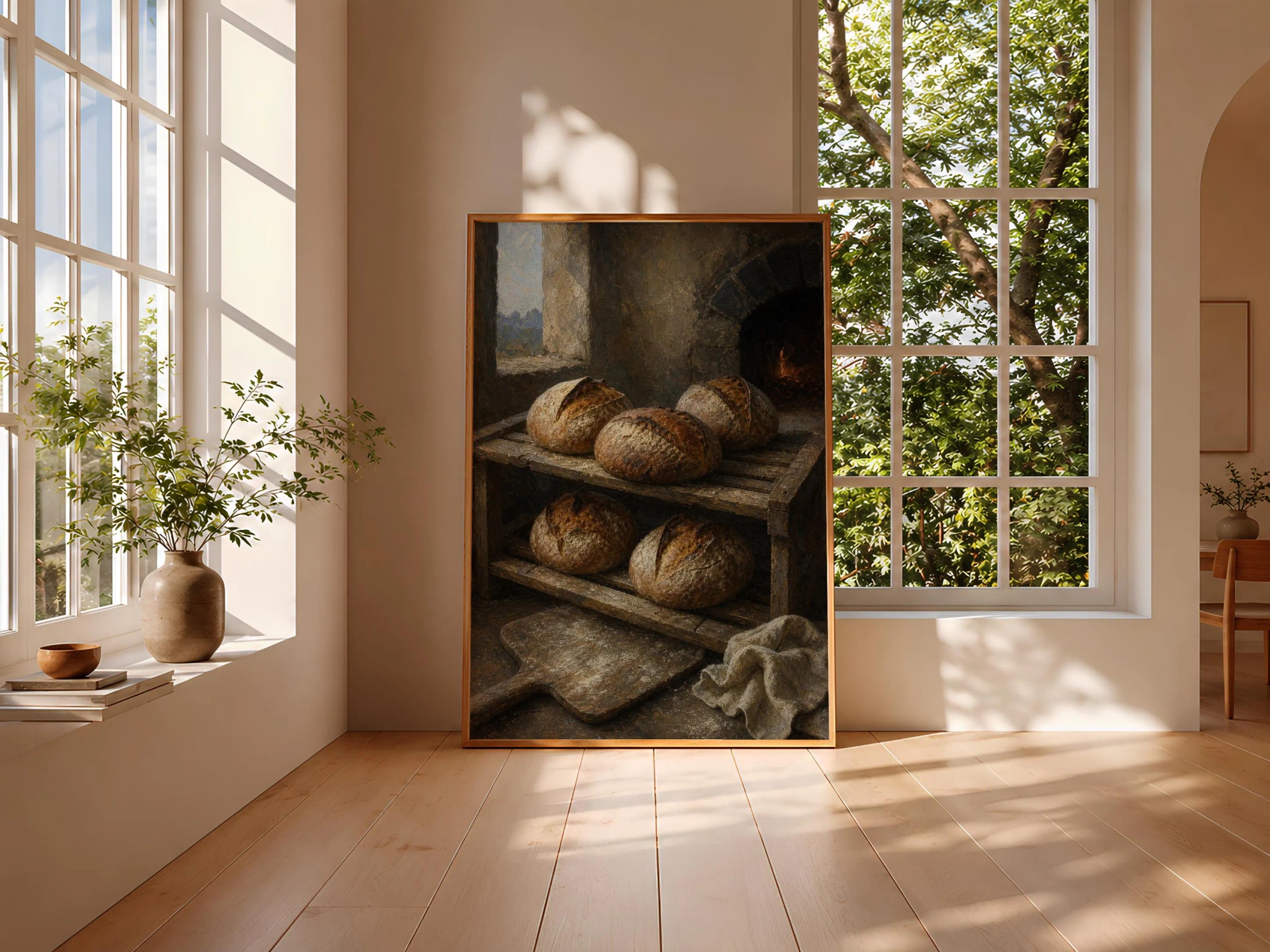 Sourdough Bread Painting Print, Vintage Bakery Wall Art, Stone Oven Poster, Rustic Kitchen Decor, Housewarming Gift – Calm Wall Art by Artsify thumbnail 3