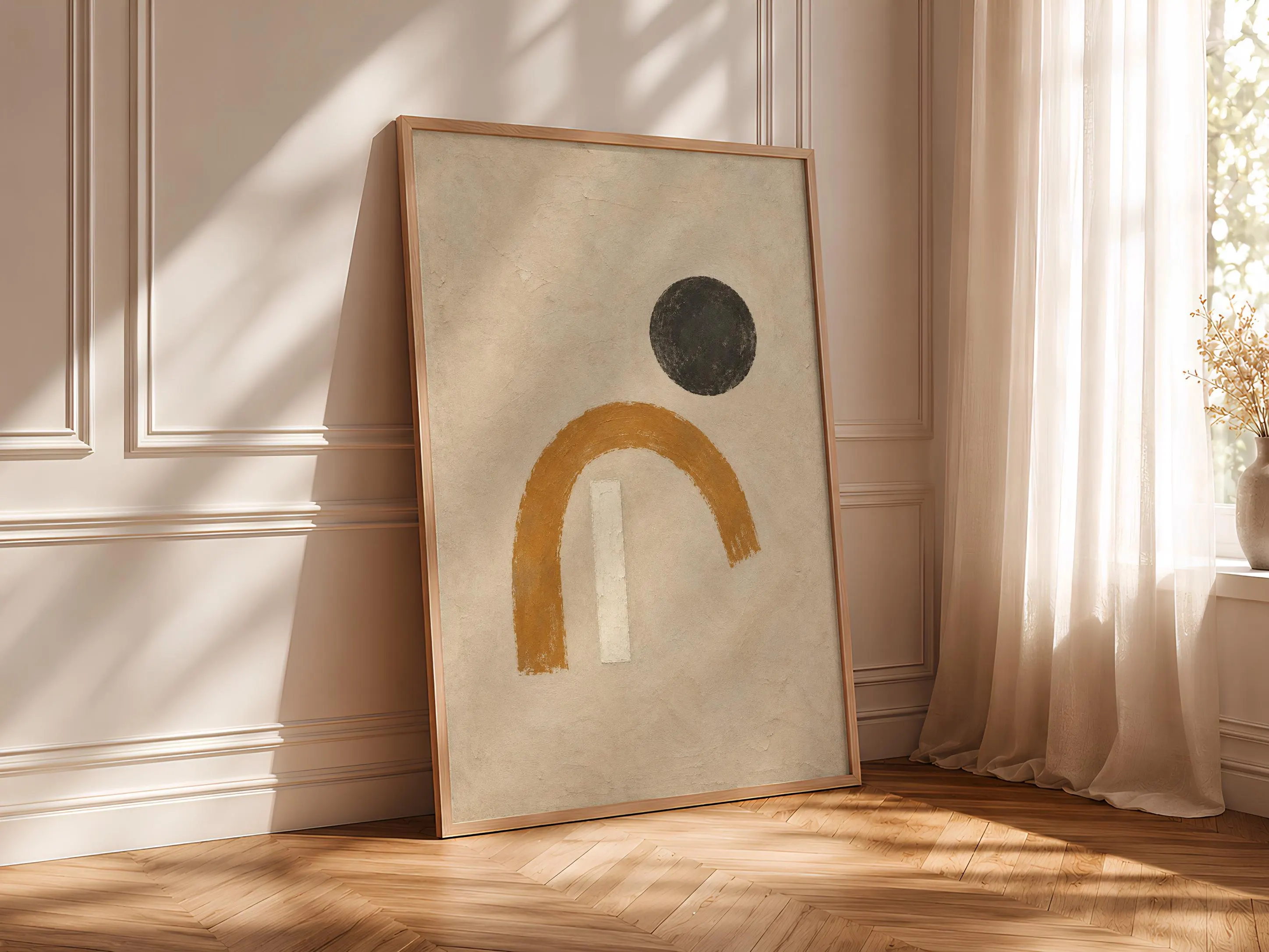 Ochre Arch Wall Art, Modernist Plaster Abstract Print – Calm Wall Art by Artsify thumbnail 4