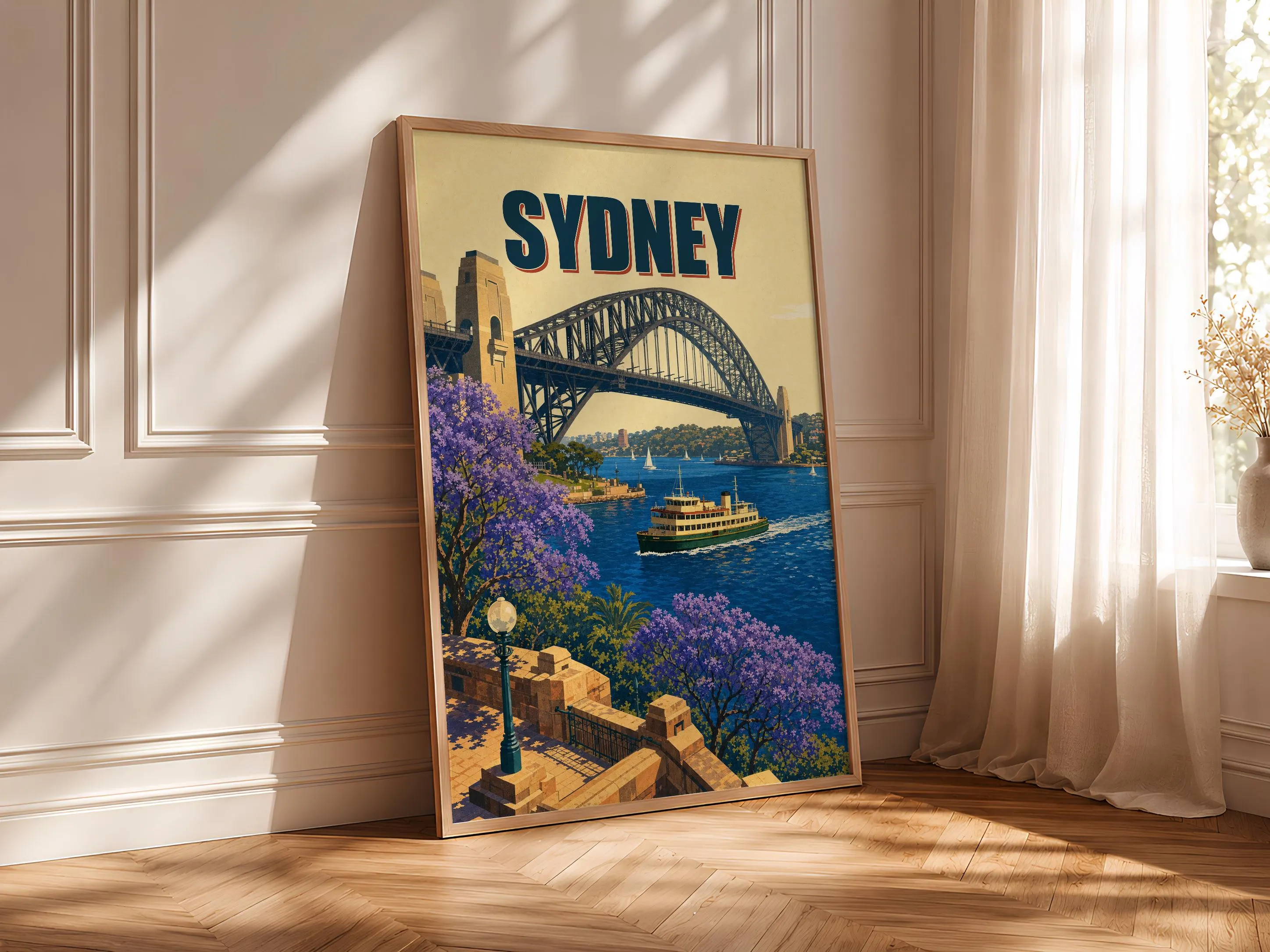 Sydney Travel Poster Print, Vintage Skyline Wall Art, Bold Typography Poster, City Name Wall Decor, Housewarming Gift – Calm Wall Art by Artsify thumbnail 4